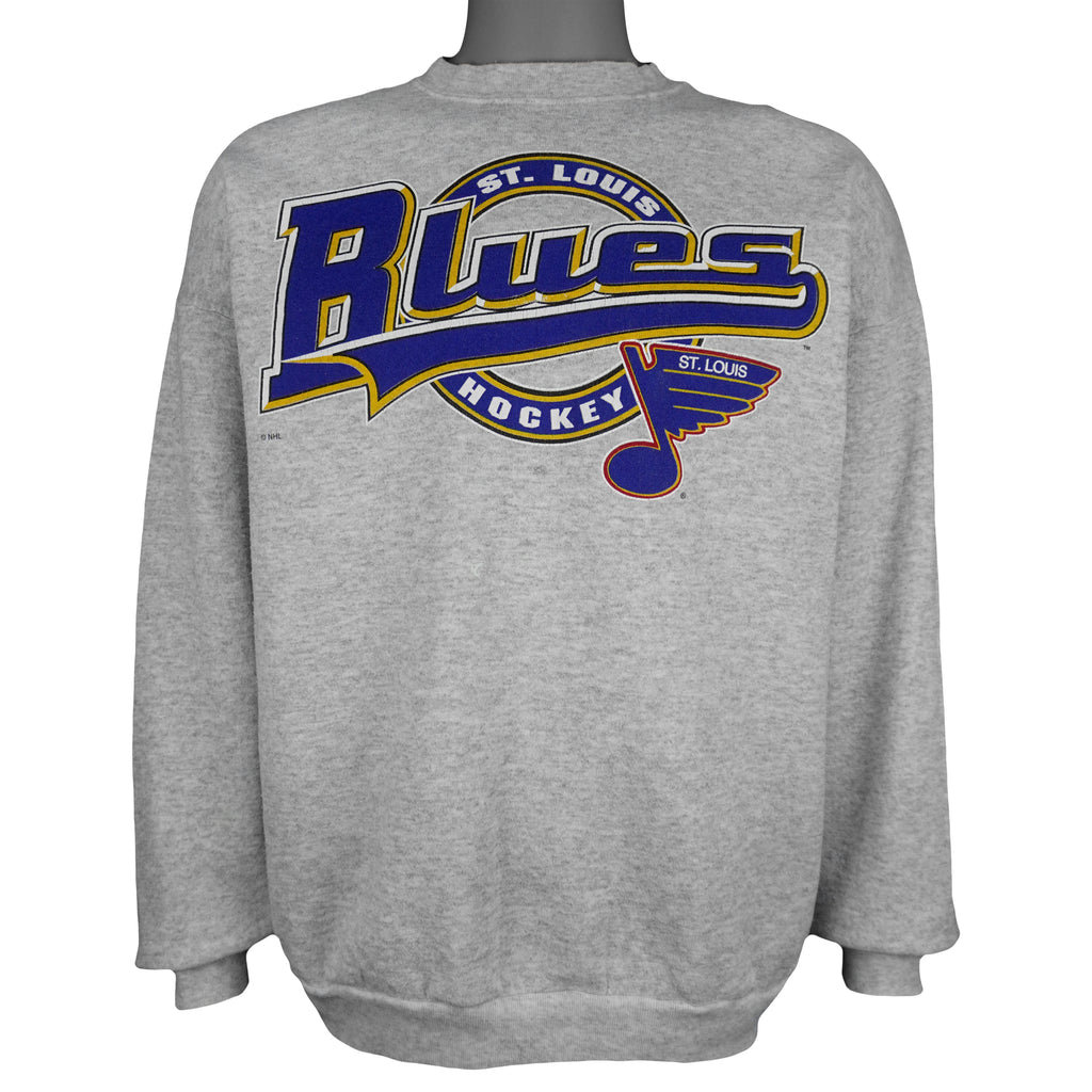 NHL (Logo 7) - St. Louis Blues Crew Neck Sweatshirt 1990s X-Large Vintage Retro Hockey
