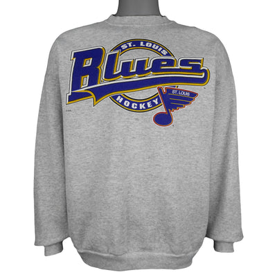 NHL (Logo 7) - St. Louis Blues Crew Neck Sweatshirt 1990s X-Large