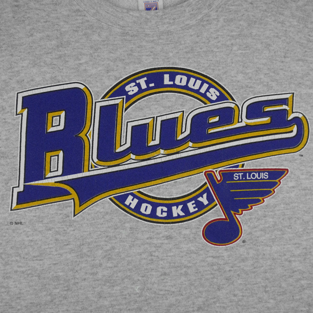 NHL (Logo 7) - St. Louis Blues Crew Neck Sweatshirt 1990s X-Large Vintage Retro Hockey