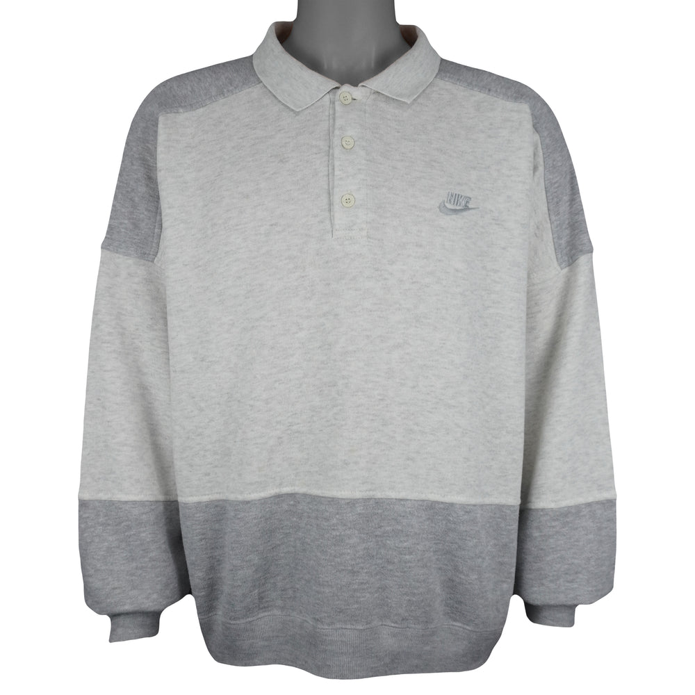 Nike - Grey 1/4 Button-Up Sweatshirt 1990s X-Large Vintage Retro