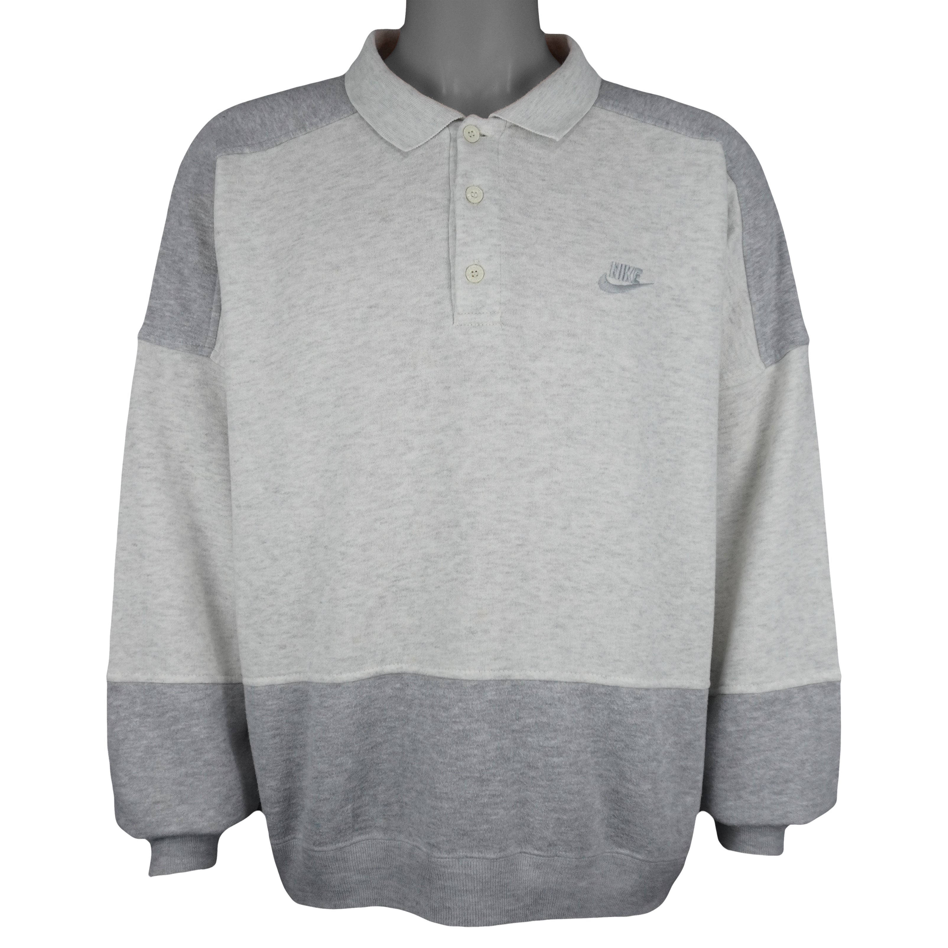 Nike - Grey 1/4 Button-Up Sweatshirt 1990s X-Large Vintage Retro