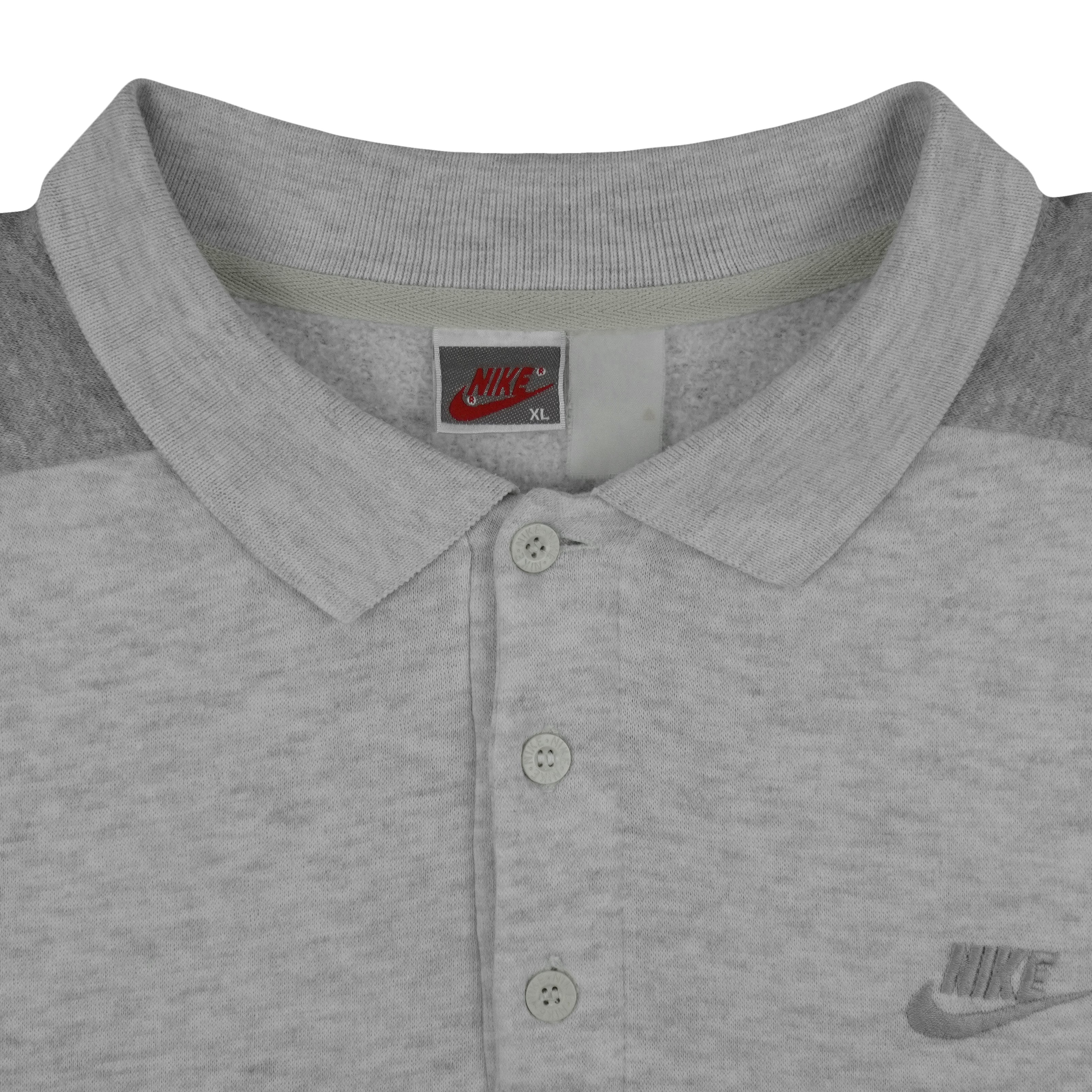 Nike - Grey 1/4 Button-Up Sweatshirt 1990s X-Large Vintage Retro