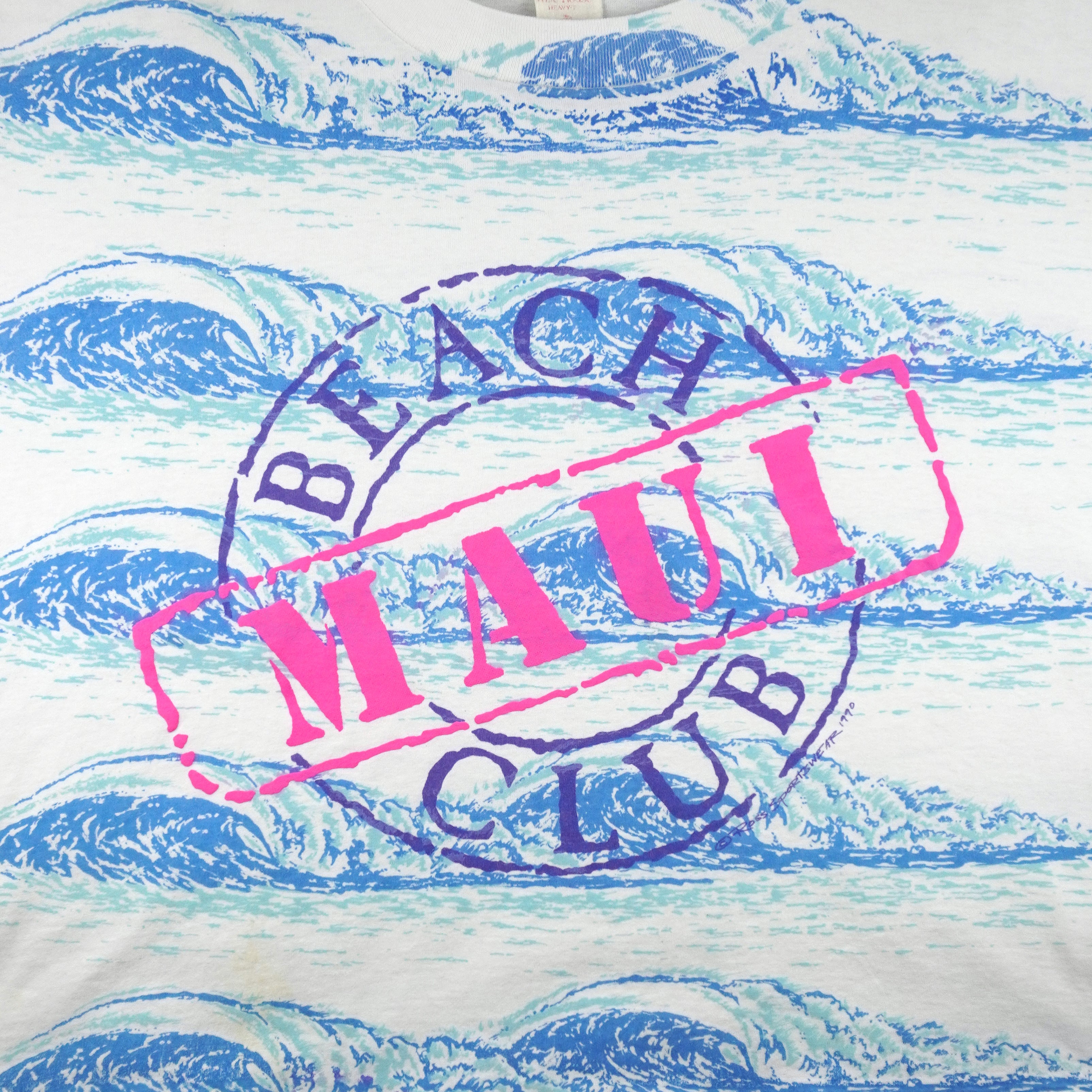 Vintage (White House) - Maui Beach Club All Over Print T-Shirt 1990s Medium/Large Vintage Retro