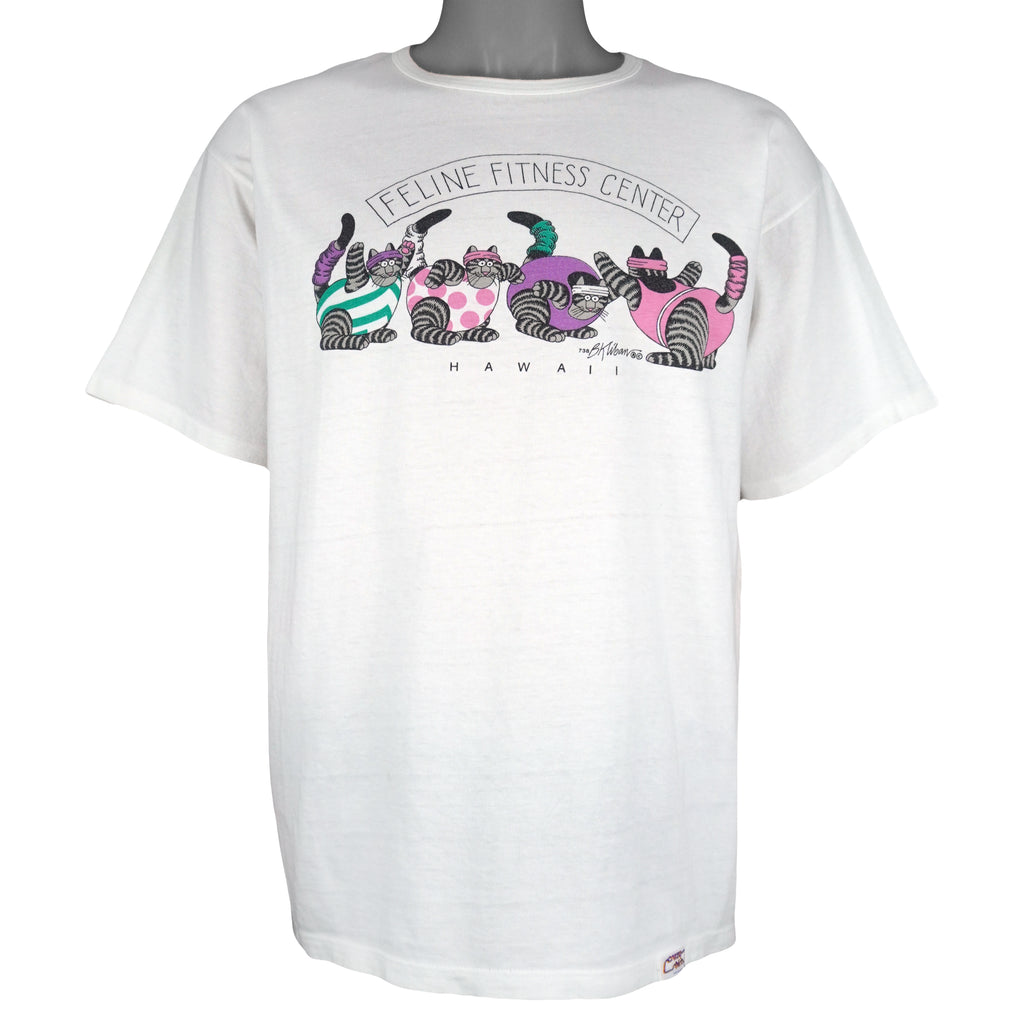 Vintage (Crazy Shirt) - Feline Fitness Center Hawaii Cats T-Shirt 1990s Large Vintage Retro