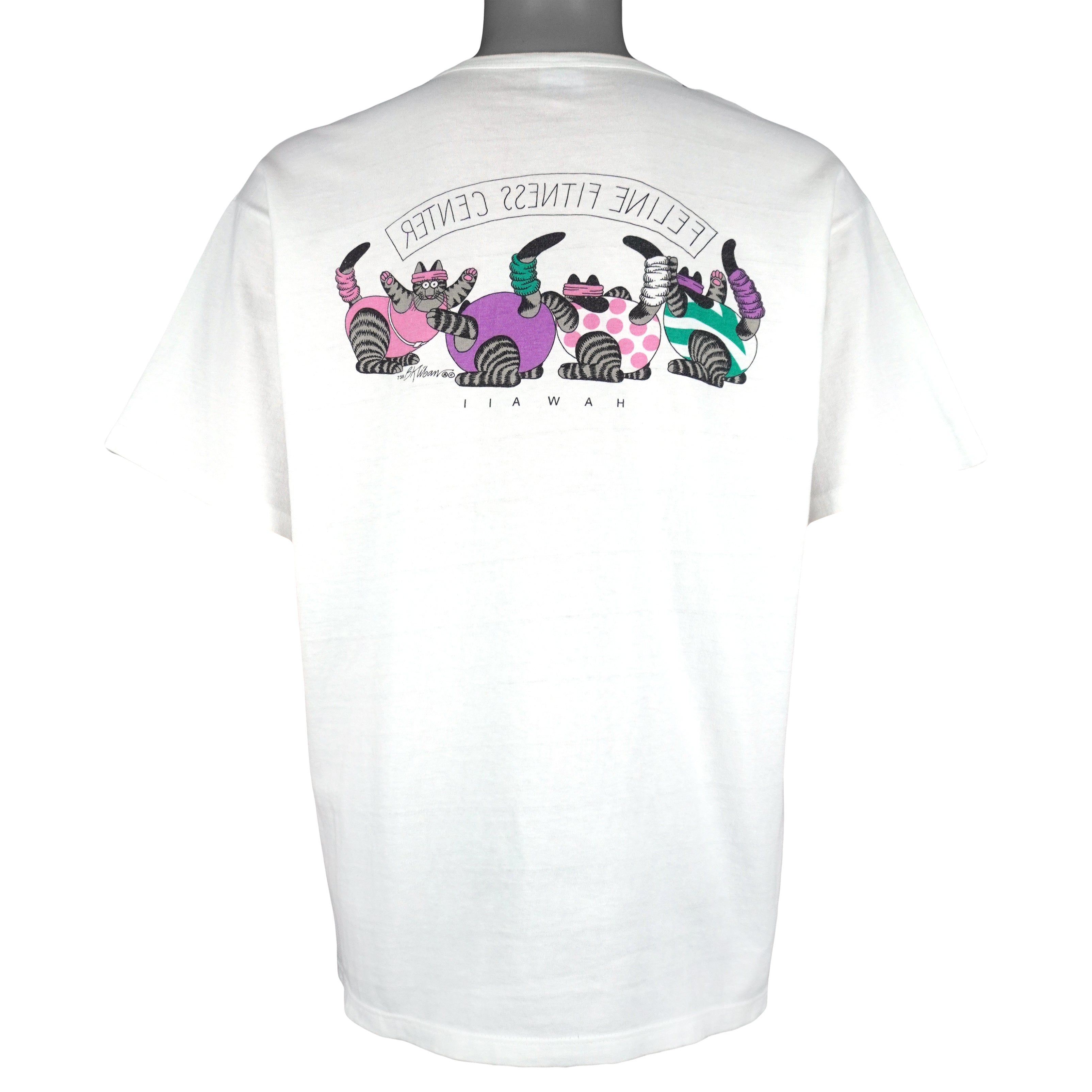 Vintage (Crazy Shirt) - Feline Fitness Center Hawaii Cats T-Shirt 1990s Large Vintage Retro