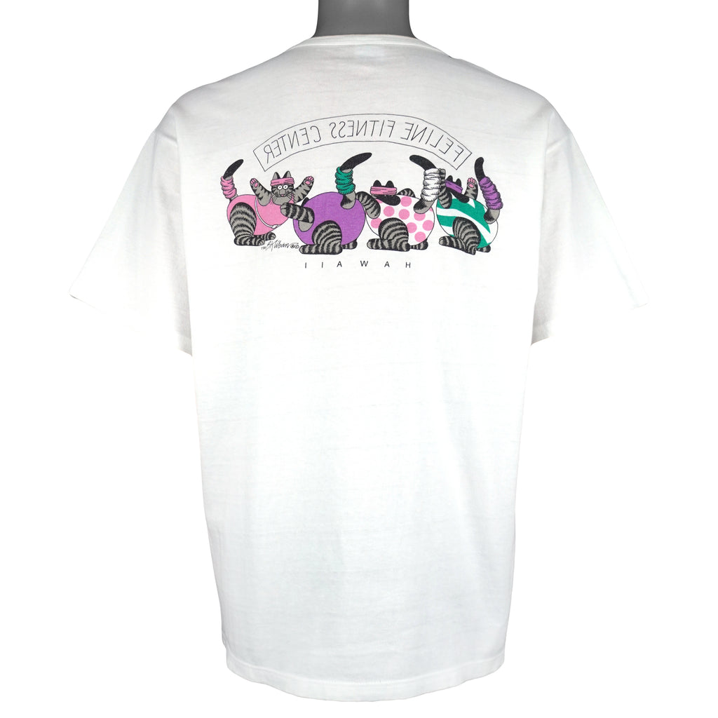 Vintage (Crazy Shirt) - Feline Fitness Center Hawaii Cats T-Shirt 1990s Large Vintage Retro