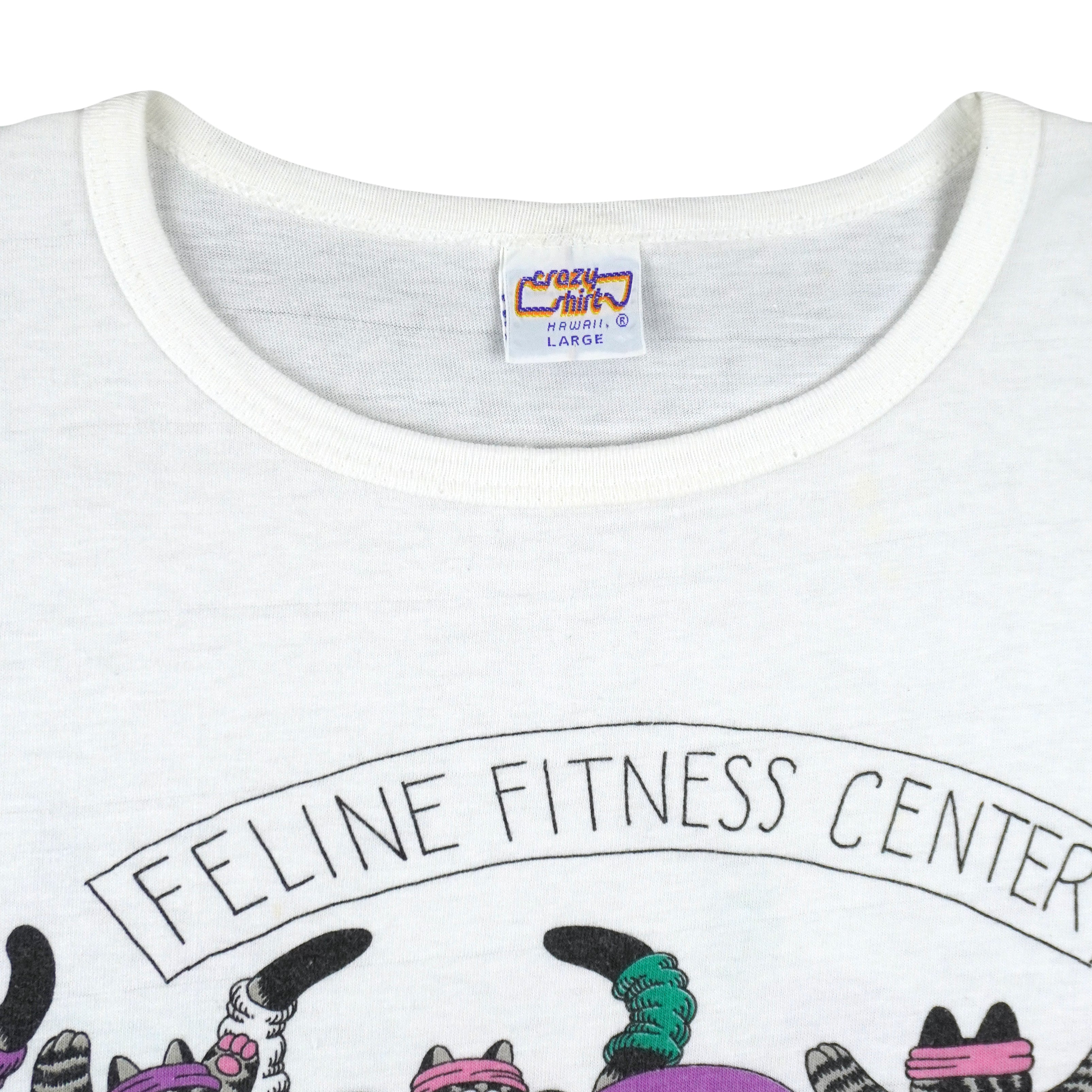 Vintage (Crazy Shirt) - Feline Fitness Center Hawaii Cats T-Shirt 1990s Large Vintage Retro