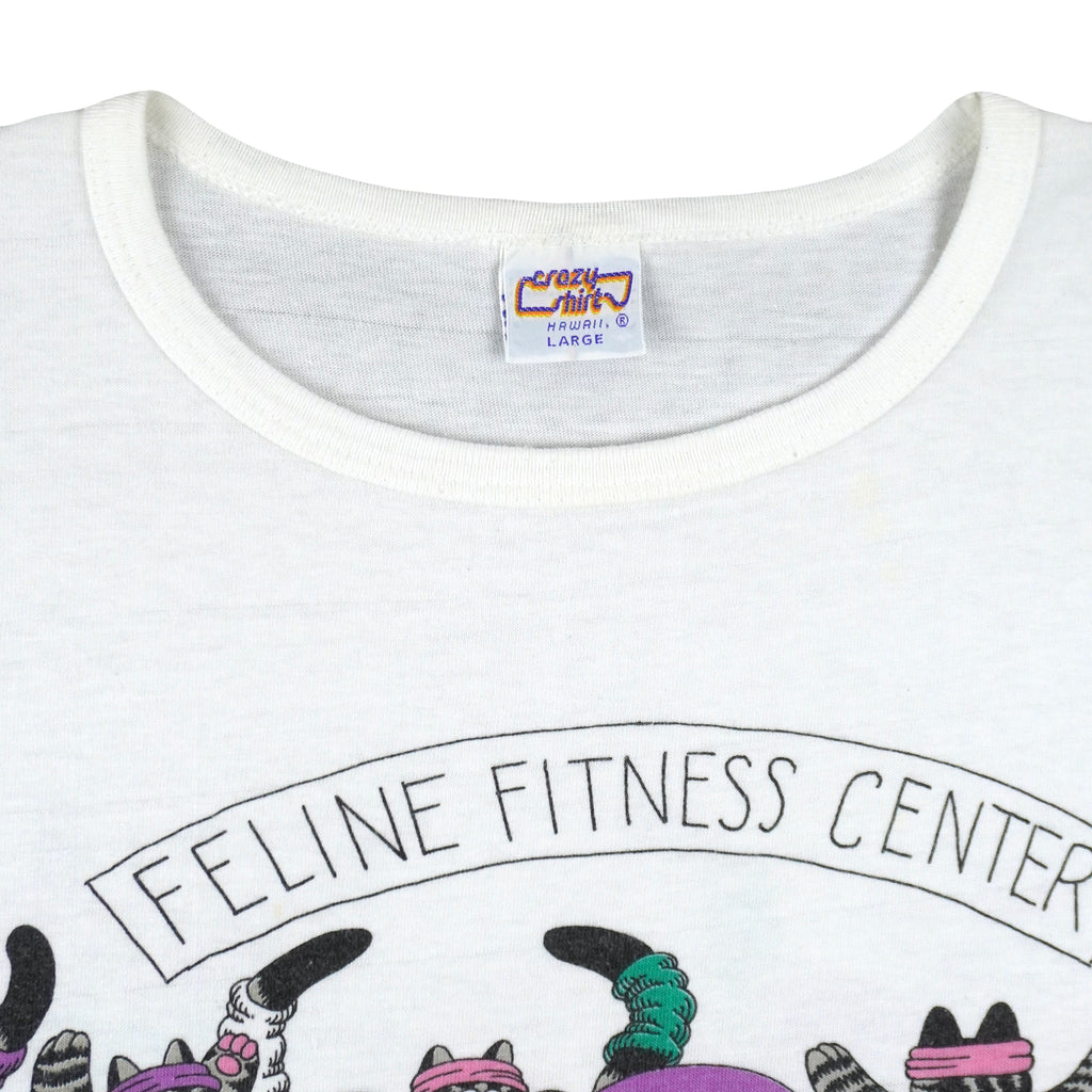 Vintage (Crazy Shirt) - Feline Fitness Center Hawaii Cats T-Shirt 1990s Large Vintage Retro