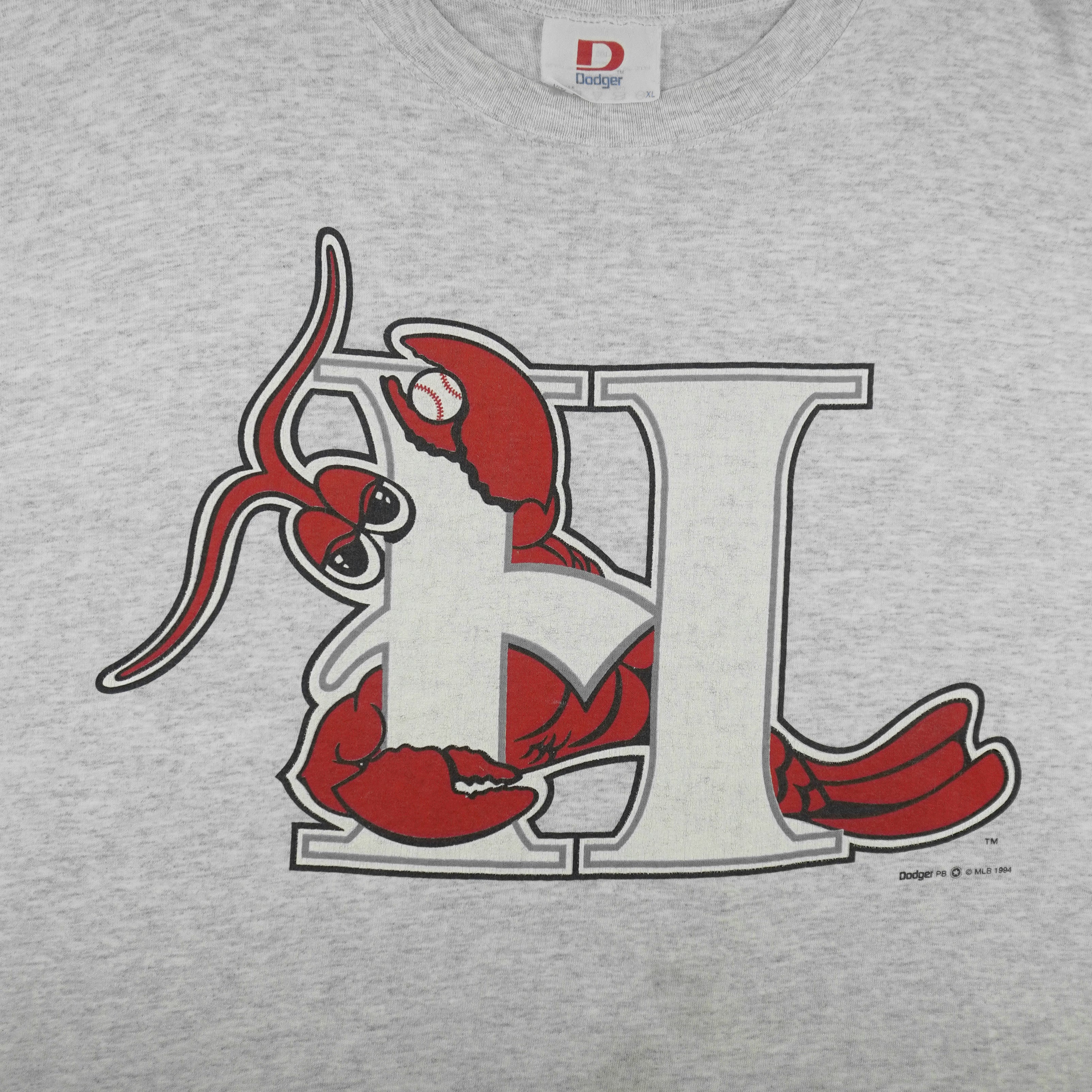 MLB (Dodger) - Hickory Crawdads Single Stitch T-Shirt 1994 X-Large Vintage Retro Baseball