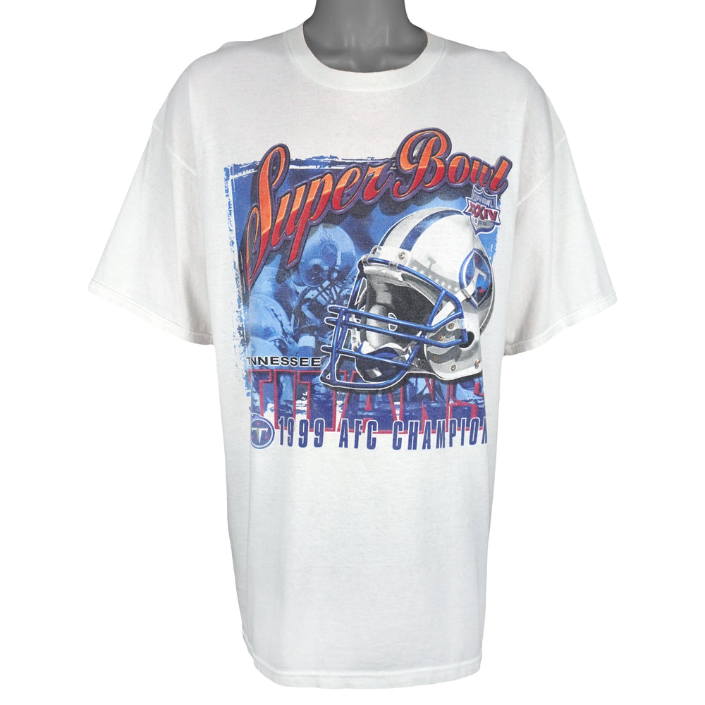 NFL (Logo Athletics) - Tennessee Titans Helmet AFC Champions T-Shirt 1999 2X-Large Vintage Retro Football
