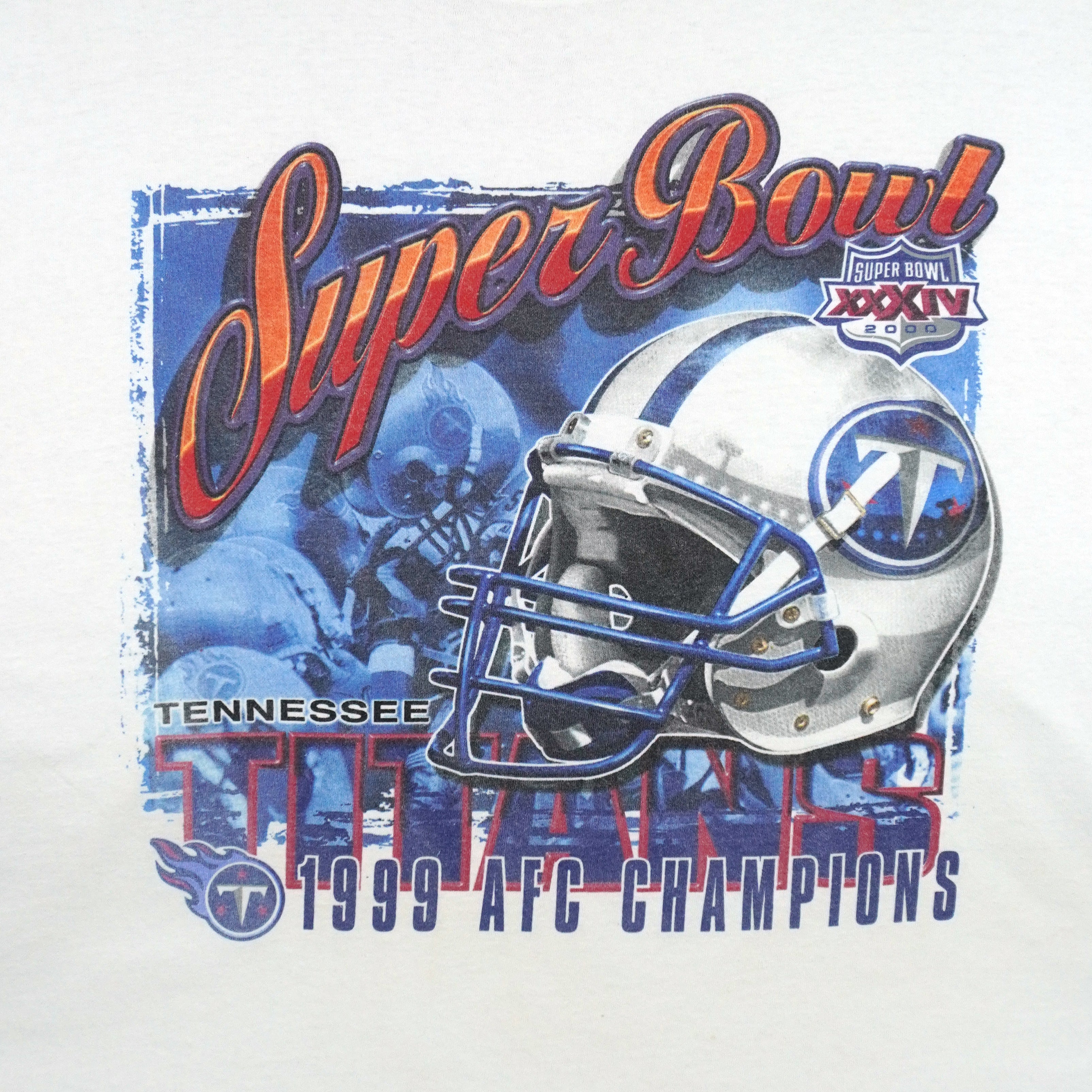 NFL (Logo Athletics) - Tennessee Titans Helmet AFC Champions T-Shirt 1999 2X-Large Vintage Retro Football