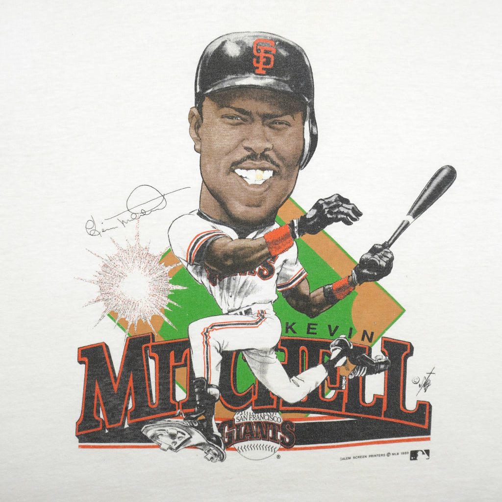 MLB (Salem) - San Francisco Giants Kevin Mitchell Caricature T-Shirt 1989 Large Vintage Retro Baseball