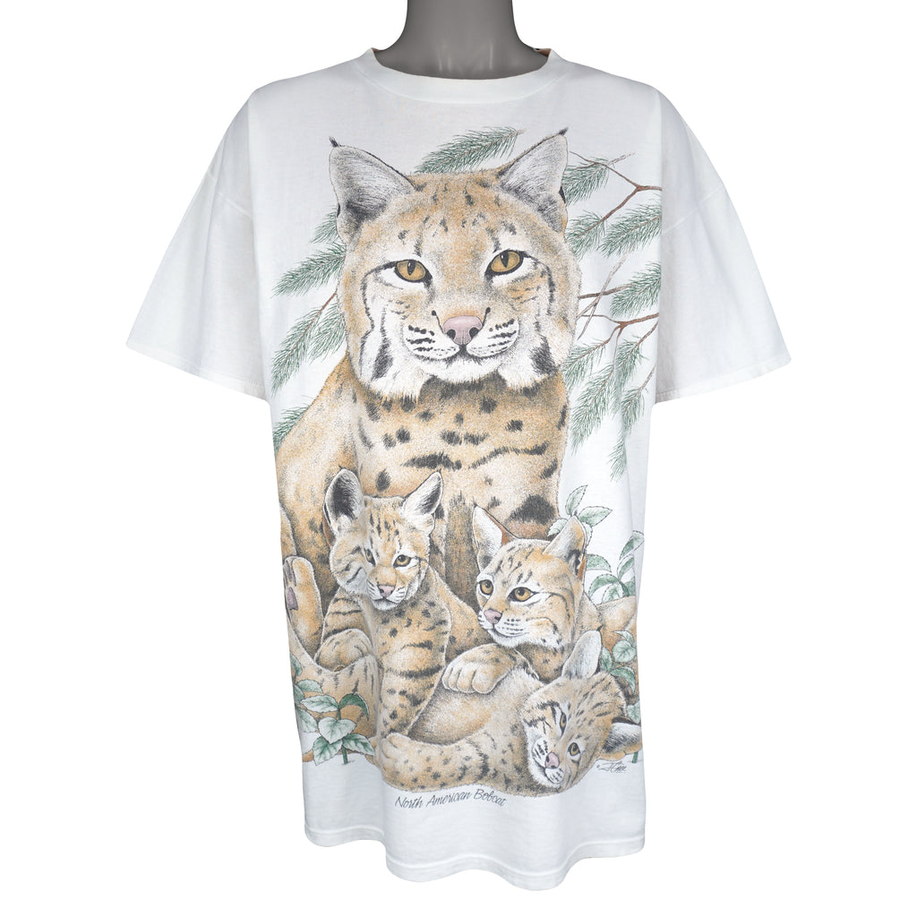Vintage (Kittens) - North American Bobcats Animal Print T-Shirt 1990s X-Large Vintage Retro