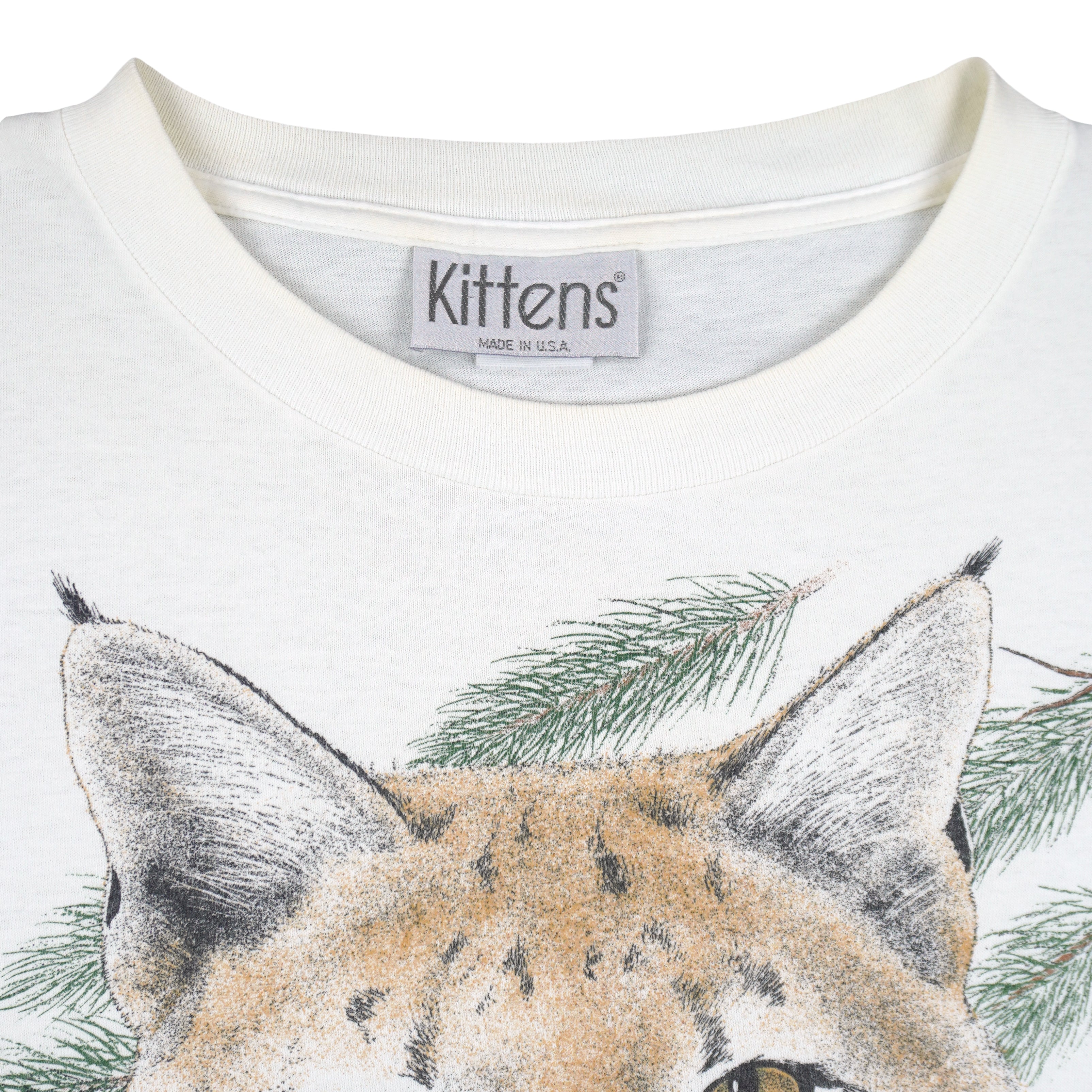 Vintage (Kittens) - North American Bobcats Animal Print T-Shirt 1990s X-Large Vintage Retro