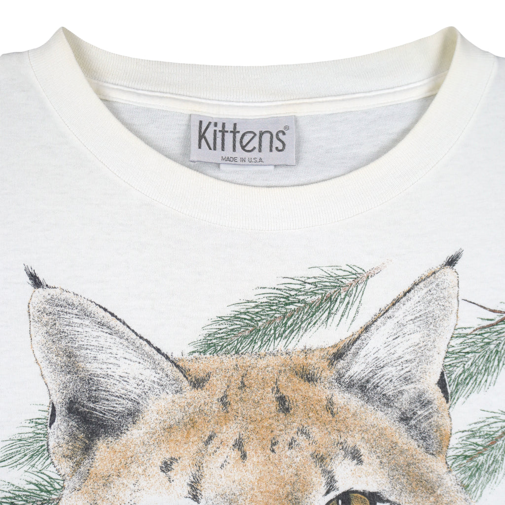 Vintage (Kittens) - North American Bobcats Animal Print T-Shirt 1990s X-Large Vintage Retro