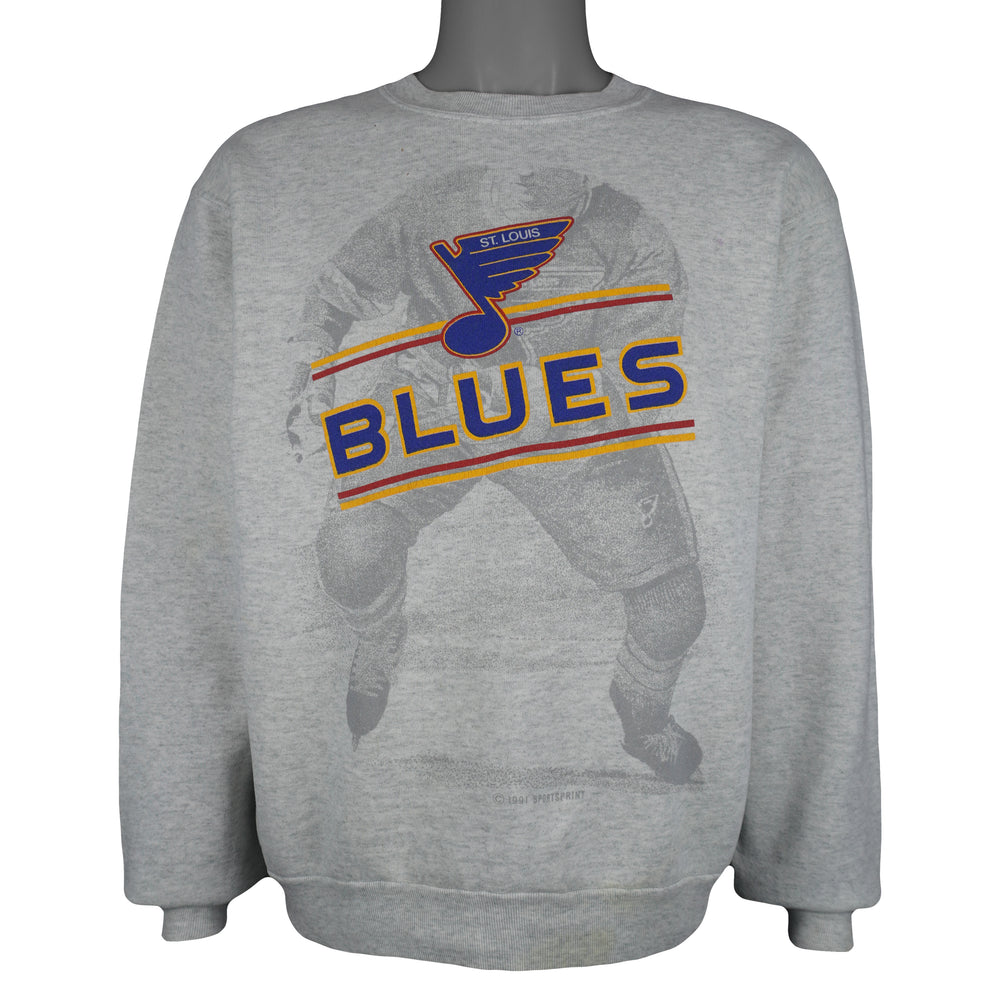 NHL (Fruit Of The Loom) - St. Louis Blues Crew Neck Sweatshirt 1991 Large Vintage Retro Hockey