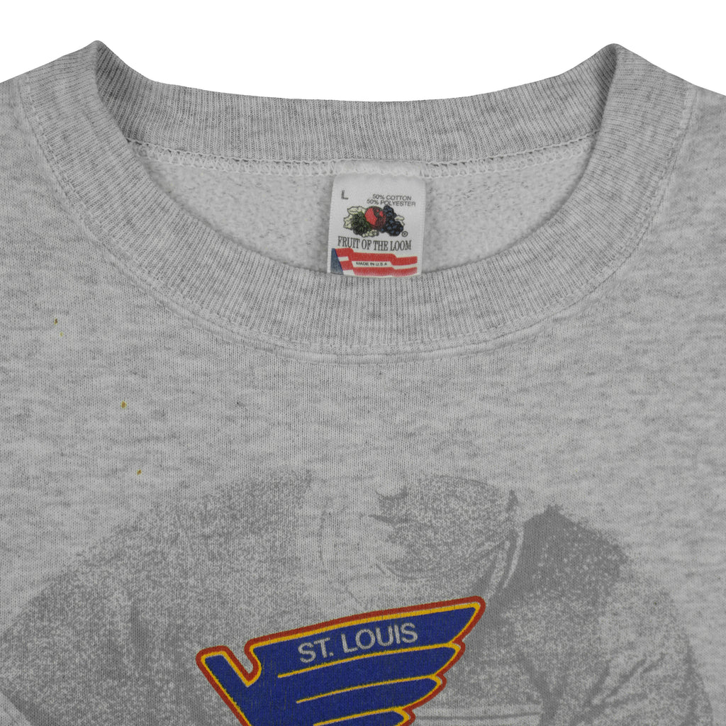 NHL (Fruit Of The Loom) - St. Louis Blues Crew Neck Sweatshirt 1991 Large Vintage Retro Hockey