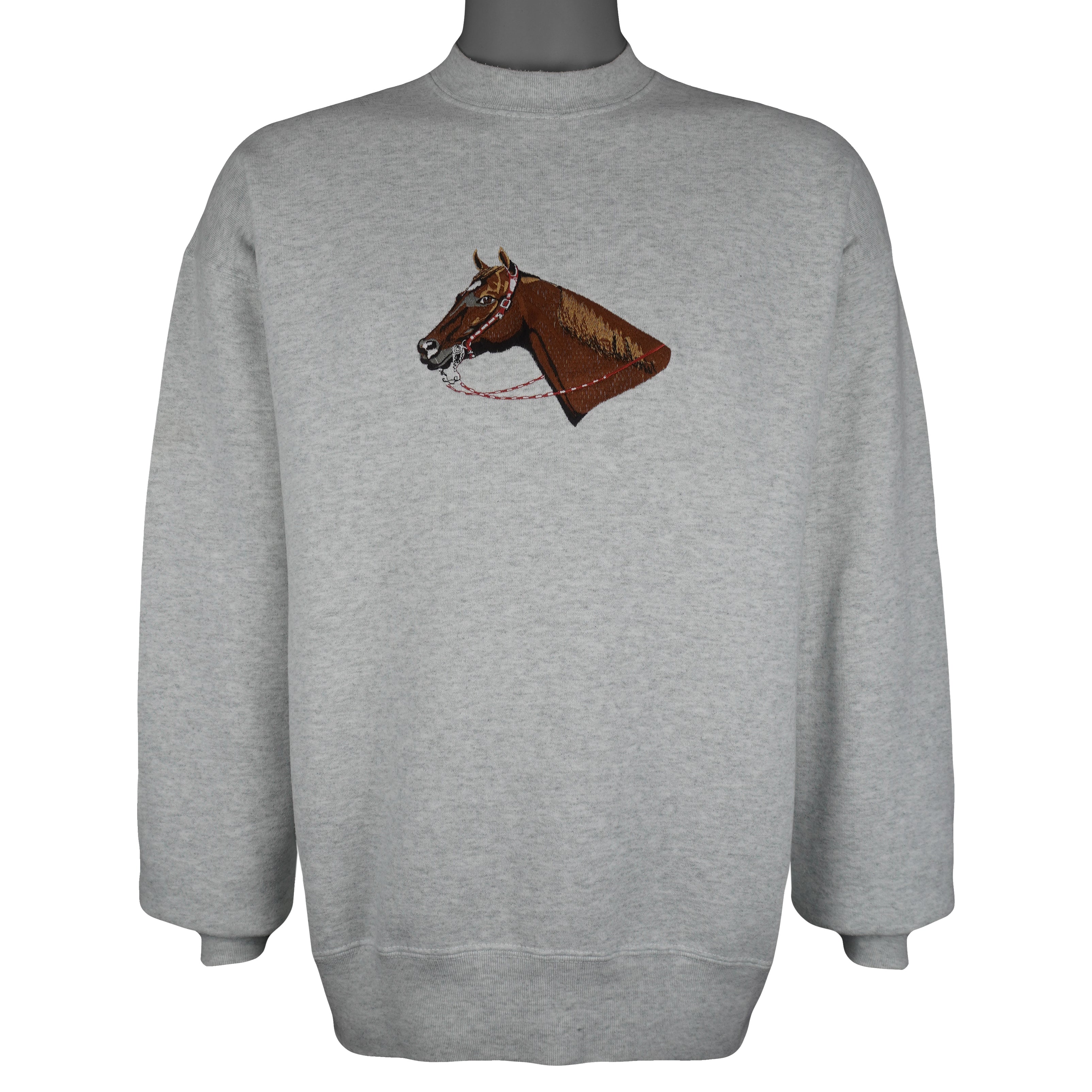 Vintage (Pro Spirit) - Horse Embroidered Crew Neck Sweatshirt 1990s X-Large Vintage Retro