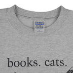 Vintage (Gildan) - Books Cats Life Is Good Crew Neck Sweatshirt 1990s X-Large Vintage Retro