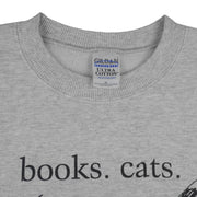 Vintage (Gildan) - Books Cats Life Is Good Crew Neck Sweatshirt 1990s X-Large Vintage Retro