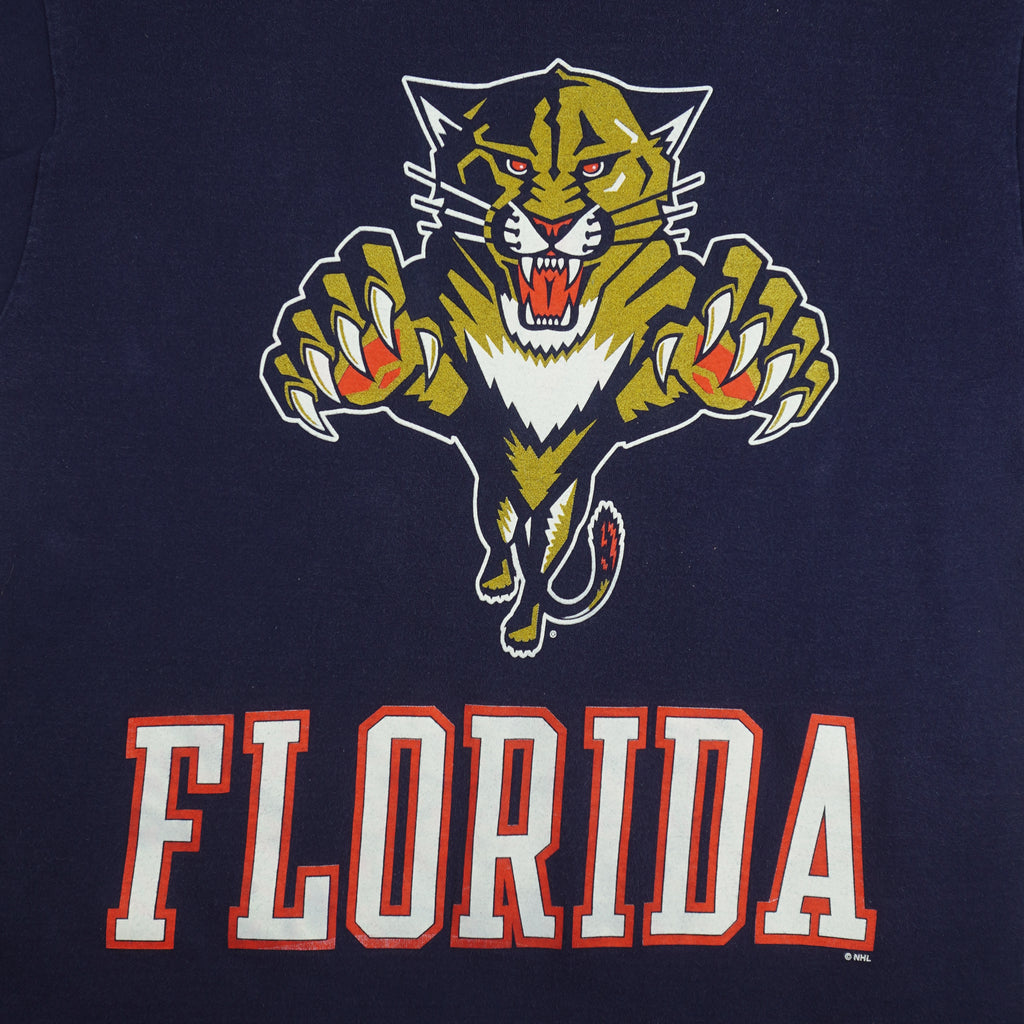 NHL - Florida Panthers Single Stitch T-Shirt 1990s Large Vintage Retro Hockey