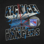 NHL (Nutmeg) - New York Rangers Kick Ice! Spell-Out T-Shirt 1990s X-Large Vintage Retro Hockey