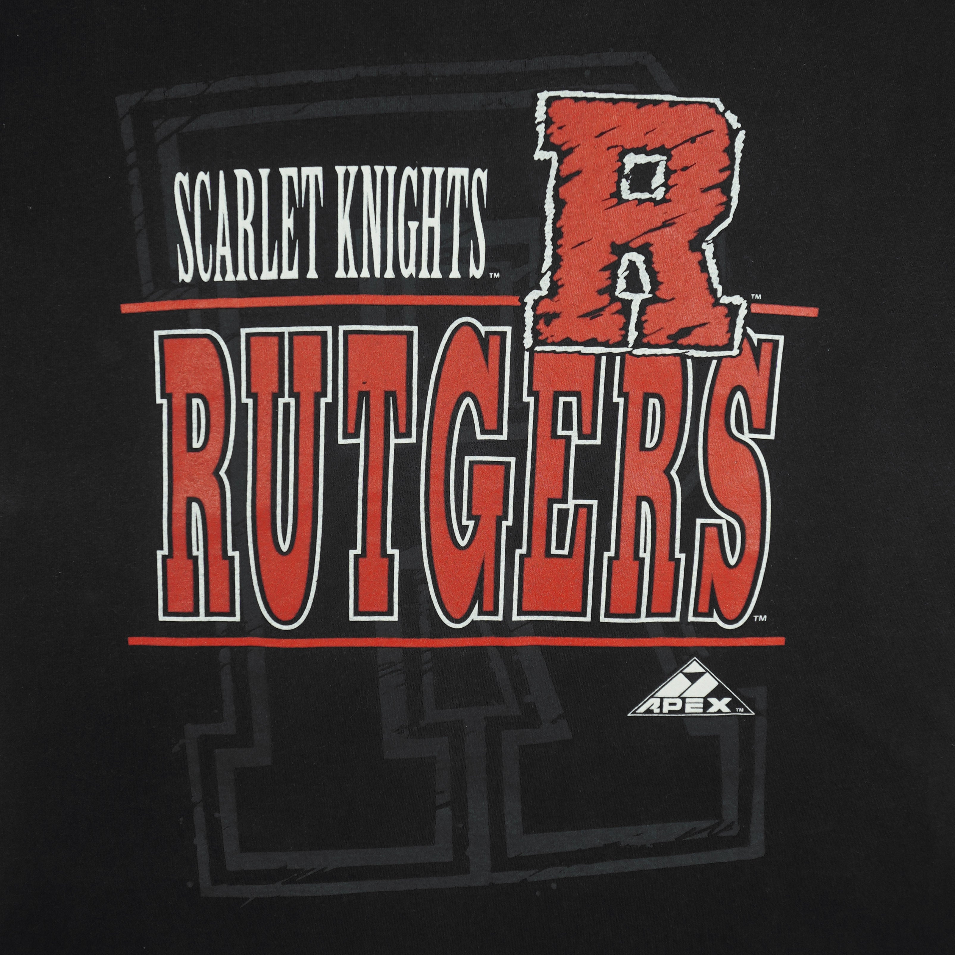 NCAA (Apex One) - Rutgers Scarlet Knights Single Stitch T-Shirt 1990s Large Vintage Retro