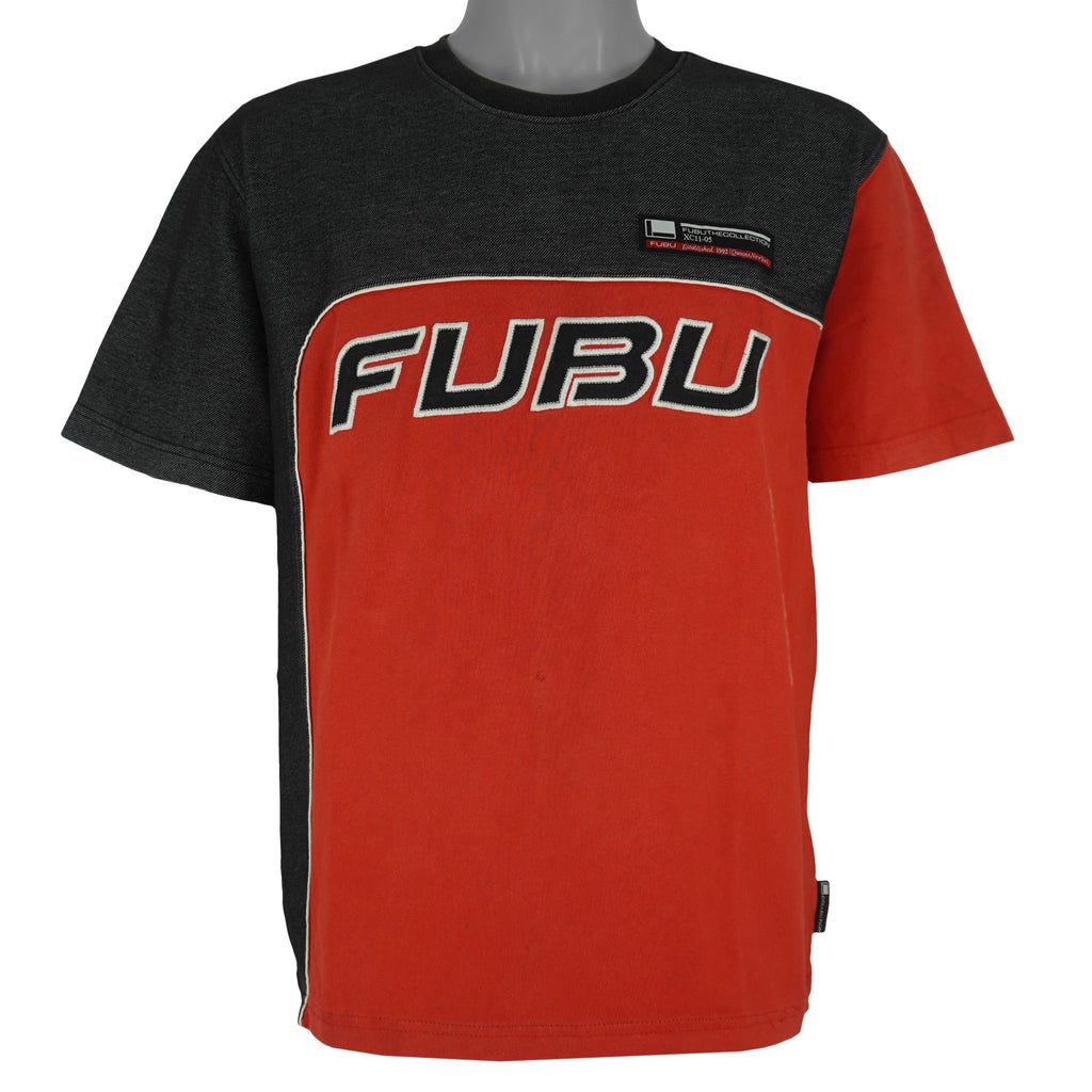 FUBU - Red & Black Embroidered T-Shirt 1992 X-Large Vintage Retro