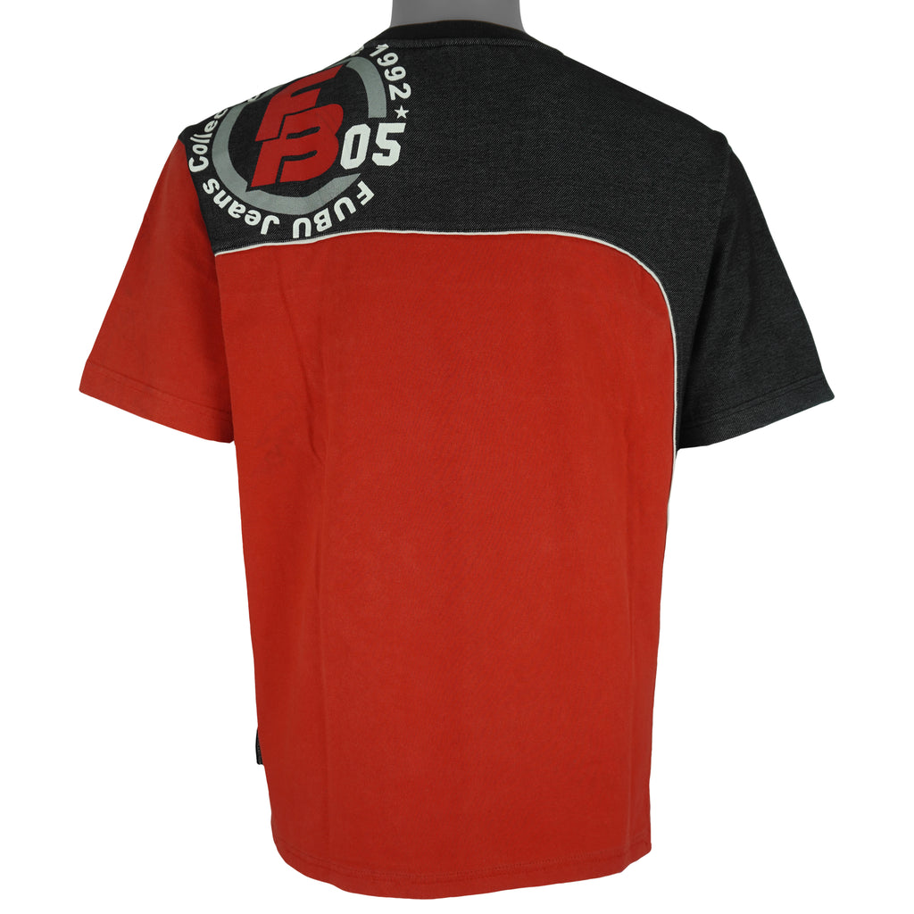 FUBU - Red & Black Embroidered T-Shirt 1992 X-Large Vintage Retro