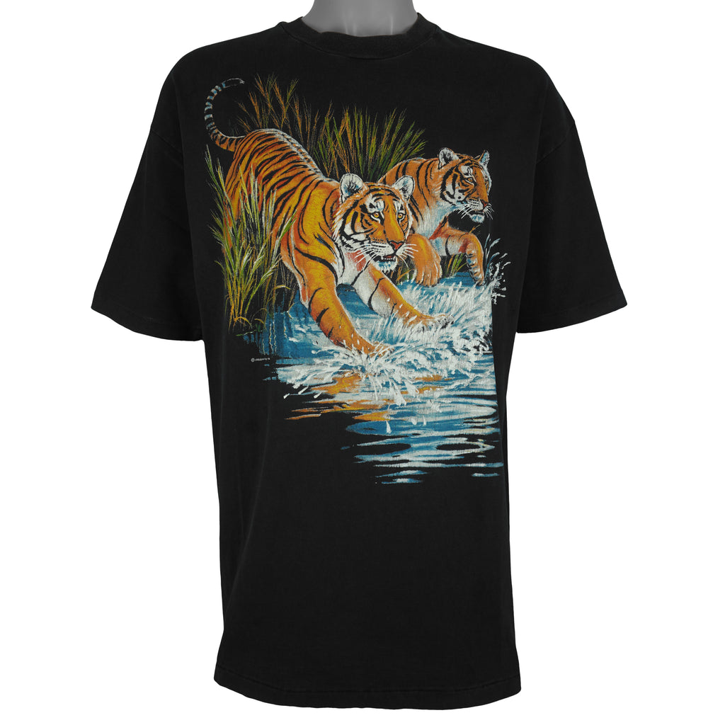 Vintage (Hanes) - Asian Tigers Animal Print T-Shirt 1992 X-Large Vintage Retro