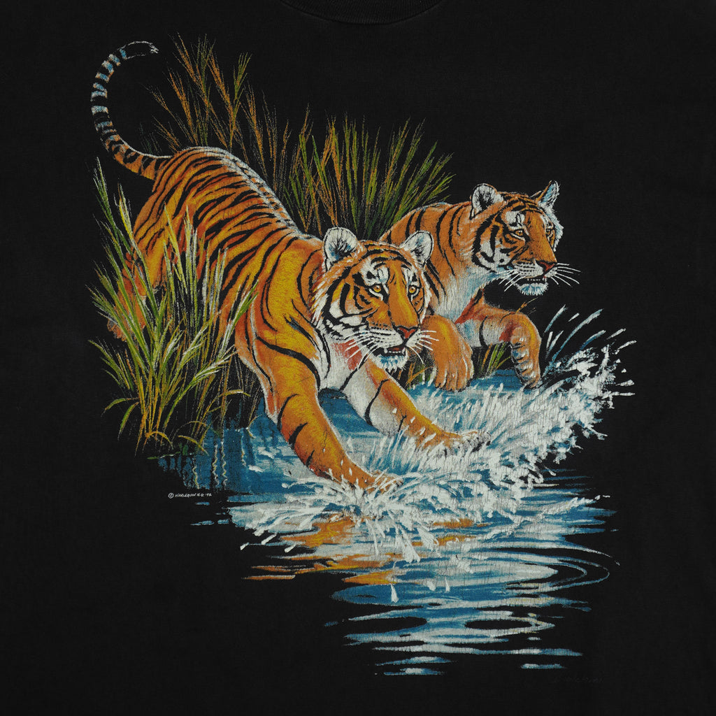 Vintage (Hanes) - Asian Tigers Animal Print T-Shirt 1992 X-Large Vintage Retro