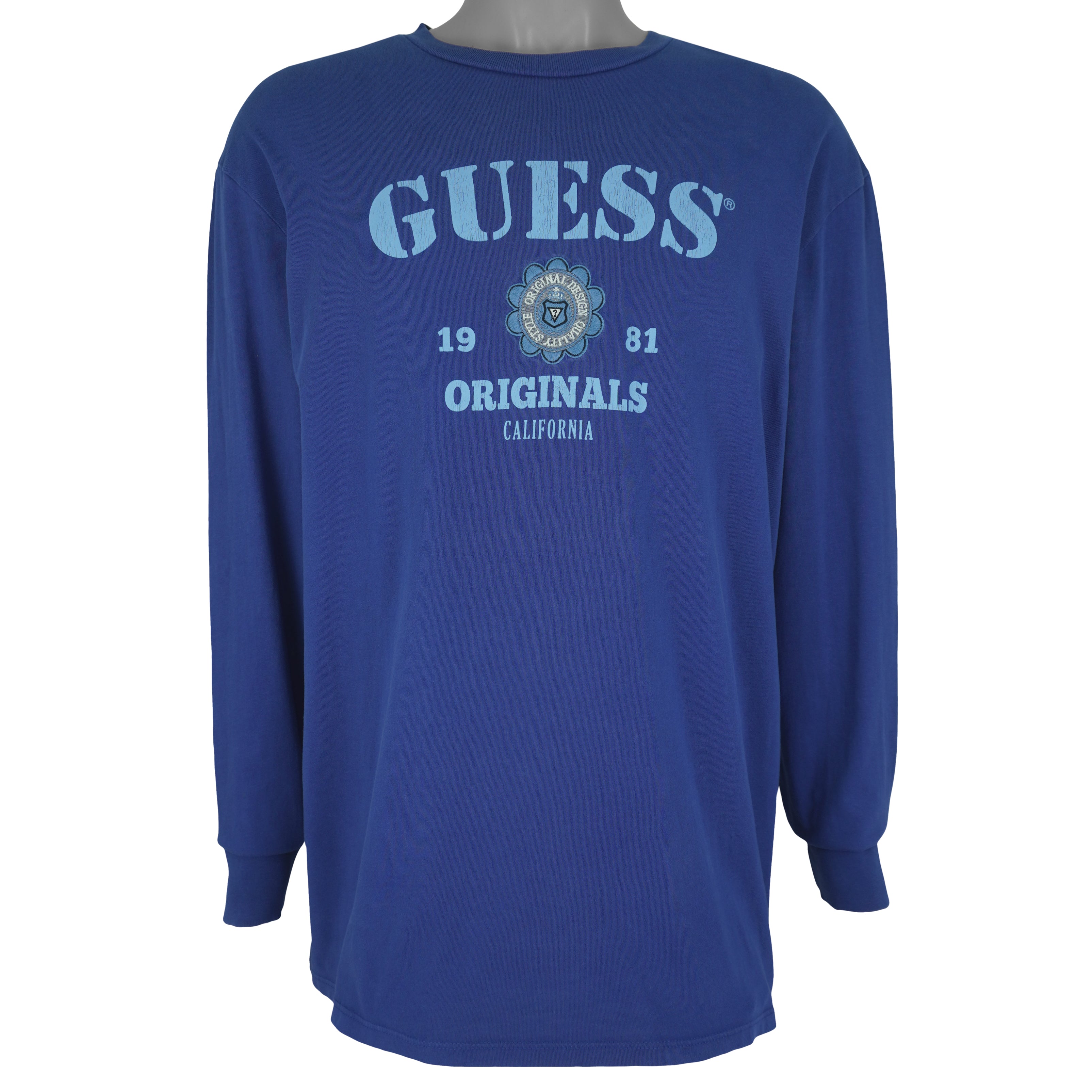 Guess - Originals California Spell-Out Long Sleeve Shirt 1981 Large Vintage Retro