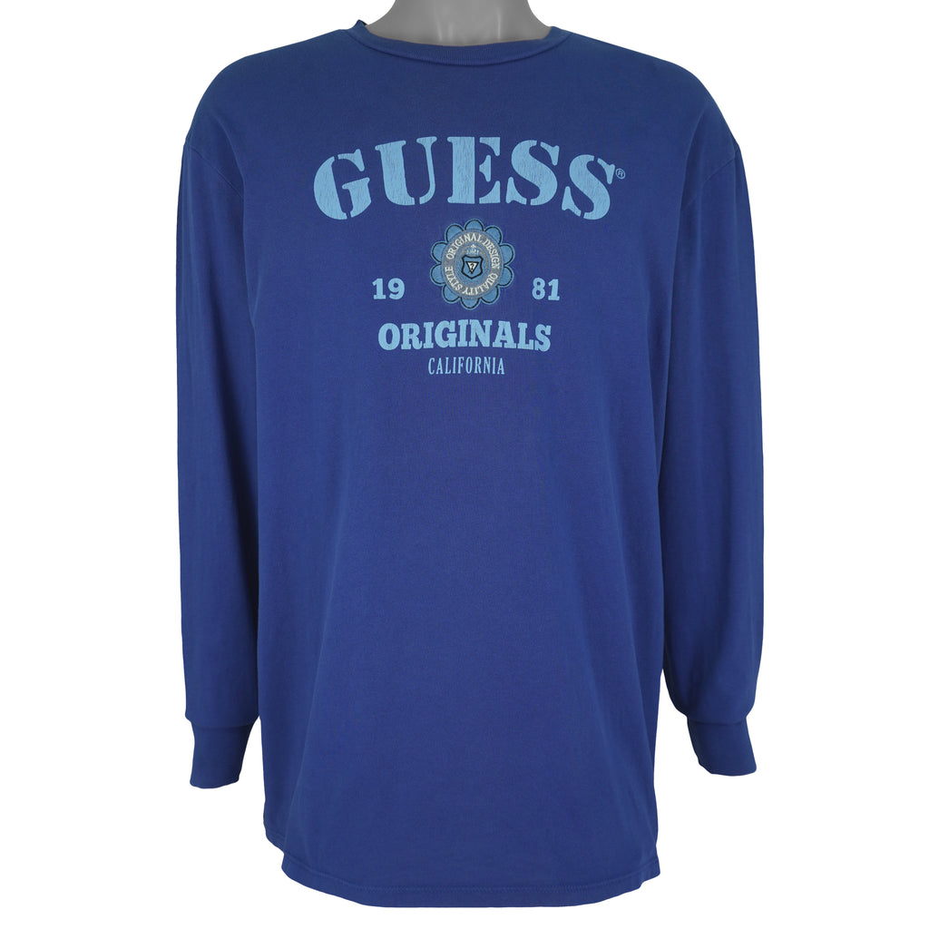 Guess - Originals California Spell-Out Long Sleeve Shirt 1981 Large Vintage Retro