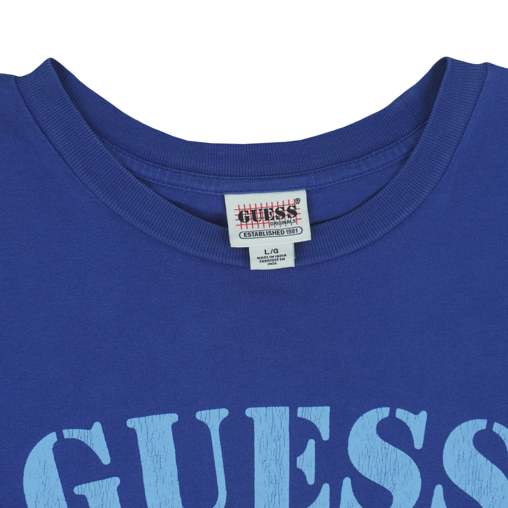 Guess - Originals California Spell-Out Long Sleeve Shirt 1981 Large Vintage Retro
