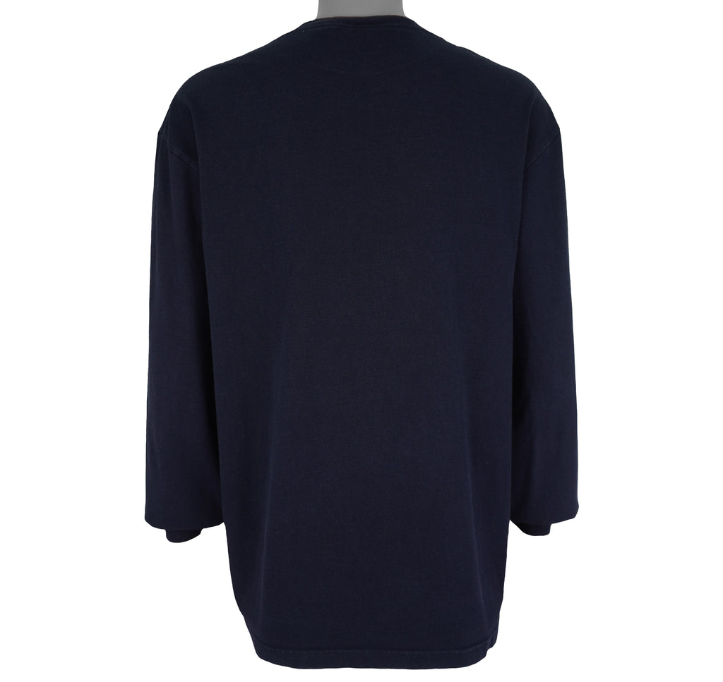 Nautica - Blue Big Logo Long Sleeved Shirt 1990s Large Vintage Retro