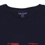Nautica - Blue Big Logo Long Sleeved Shirt 1990s Large Vintage Retro