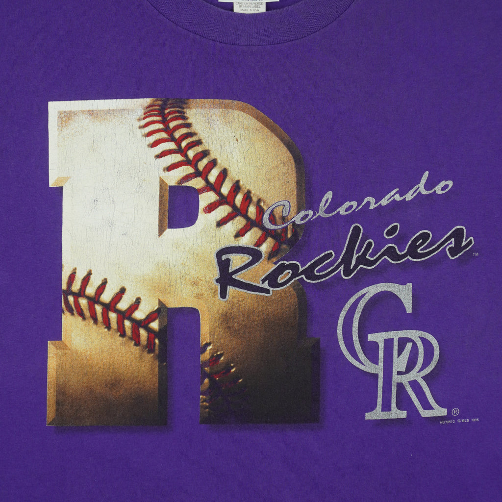 MLB (Lee) - Colorado Rockies Big Spell-Out T-Shirt 1996 X-Large Vintage Retro Baseball