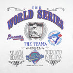 MLB (Woody Sports) - Atlanta Braves Vs Toronto Blue Jays World Series T-Shirt 1992 Large Vintage Retro Baseball