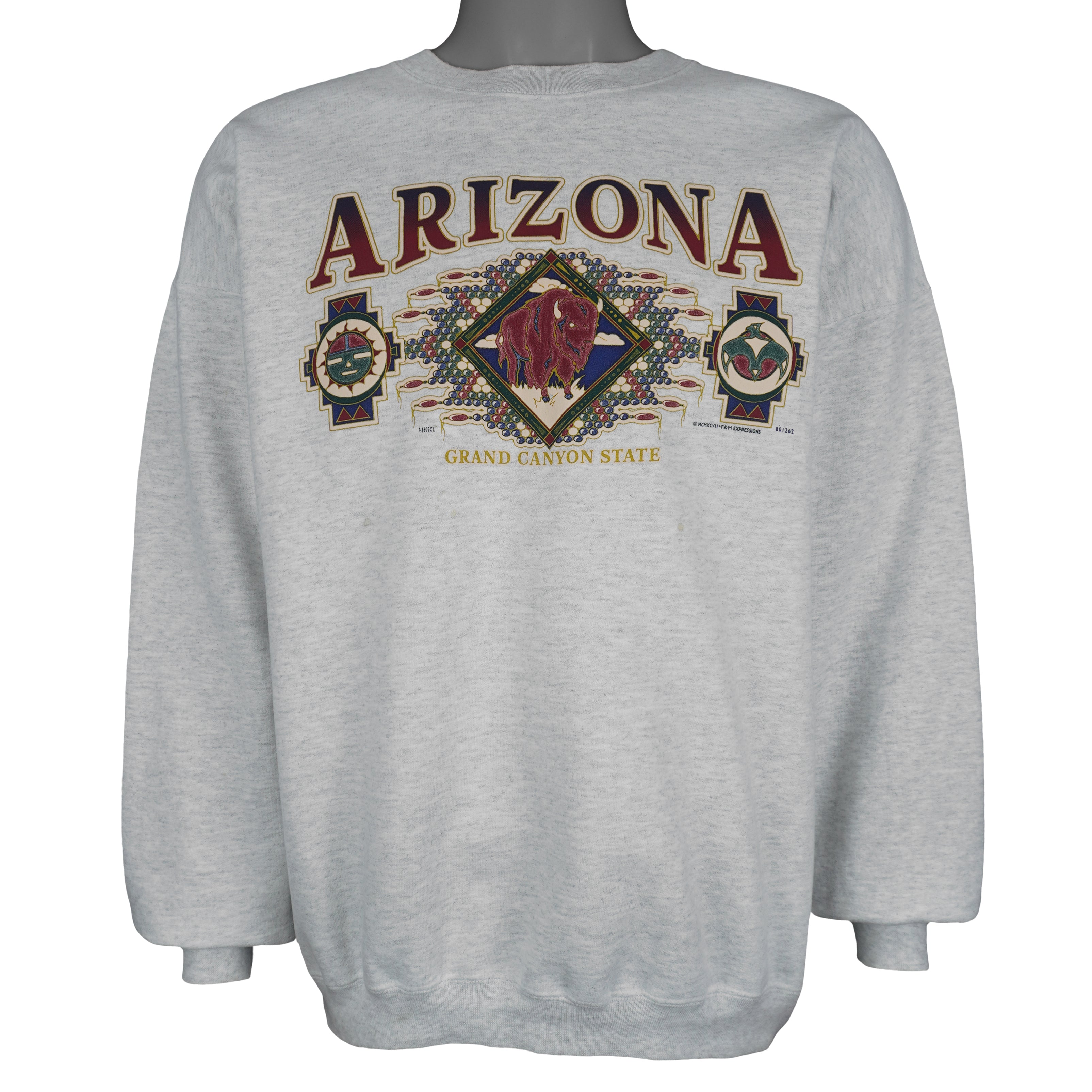 Vintage (Hanes) - Arizona Grand Canyon State Crew Neck Sweatshirt 1990s Large Vintage Retro
