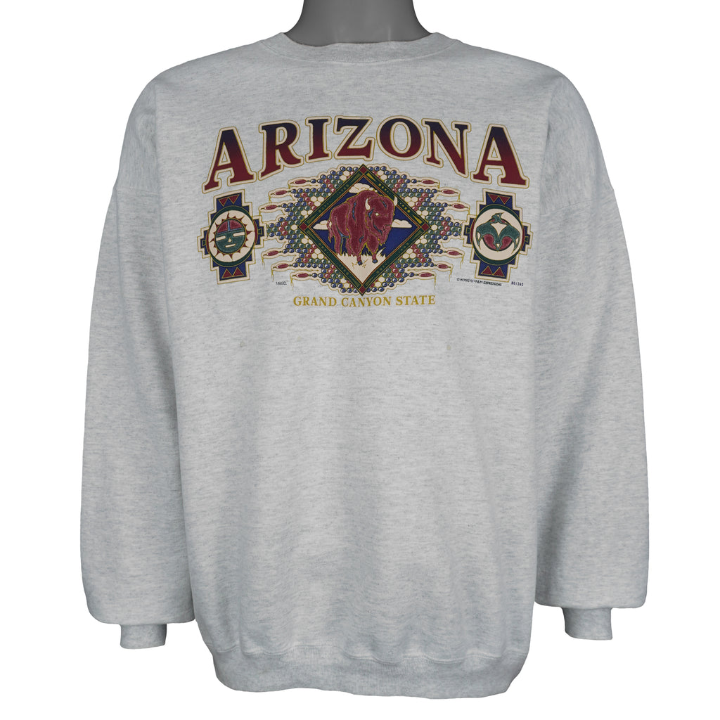 Vintage (Hanes) - Arizona Grand Canyon State Crew Neck Sweatshirt 1990s Large Vintage Retro