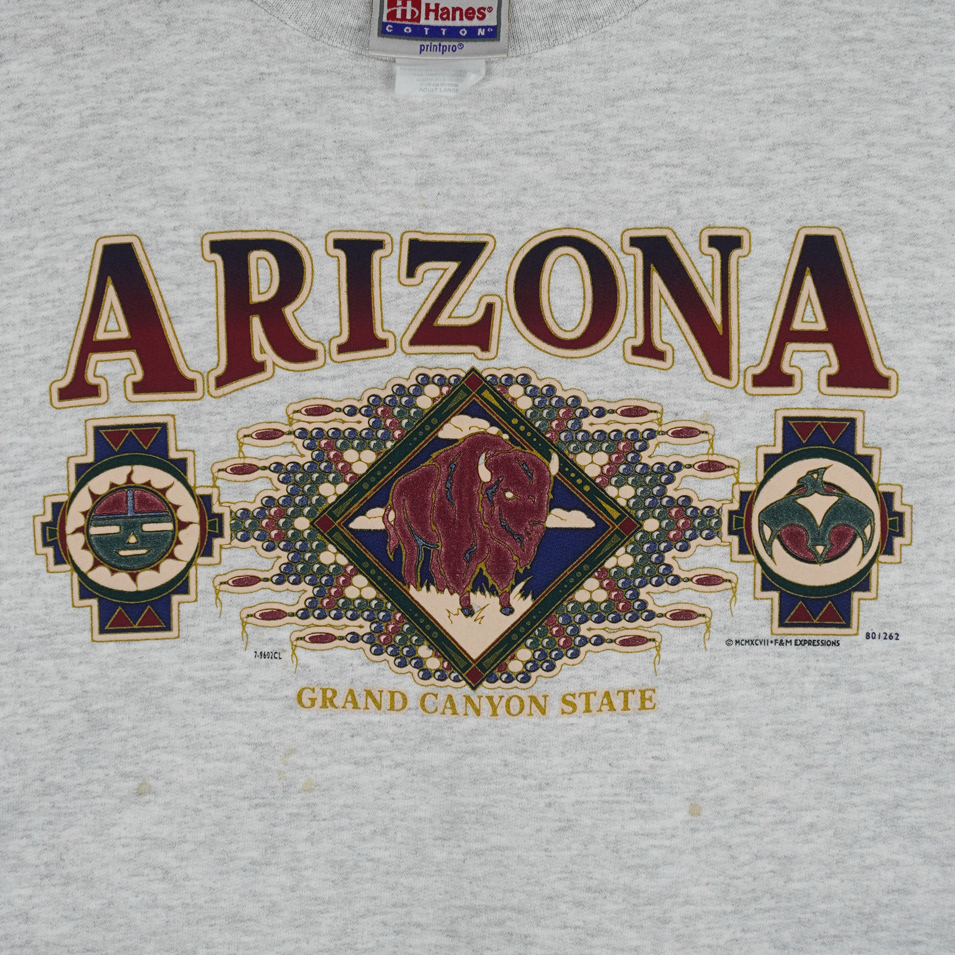 Vintage (Hanes) - Arizona Grand Canyon State Crew Neck Sweatshirt 1990s Large Vintage Retro