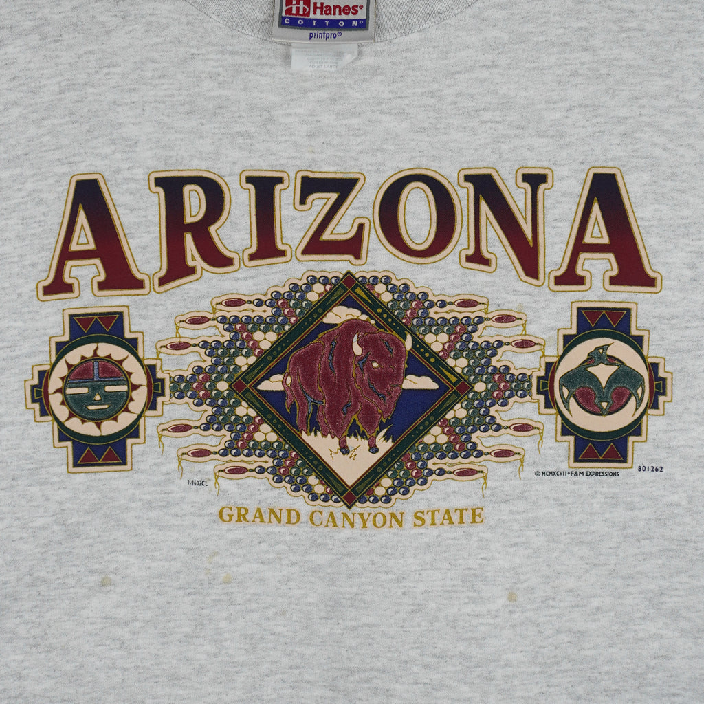 Vintage (Hanes) - Arizona Grand Canyon State Crew Neck Sweatshirt 1990s Large Vintage Retro