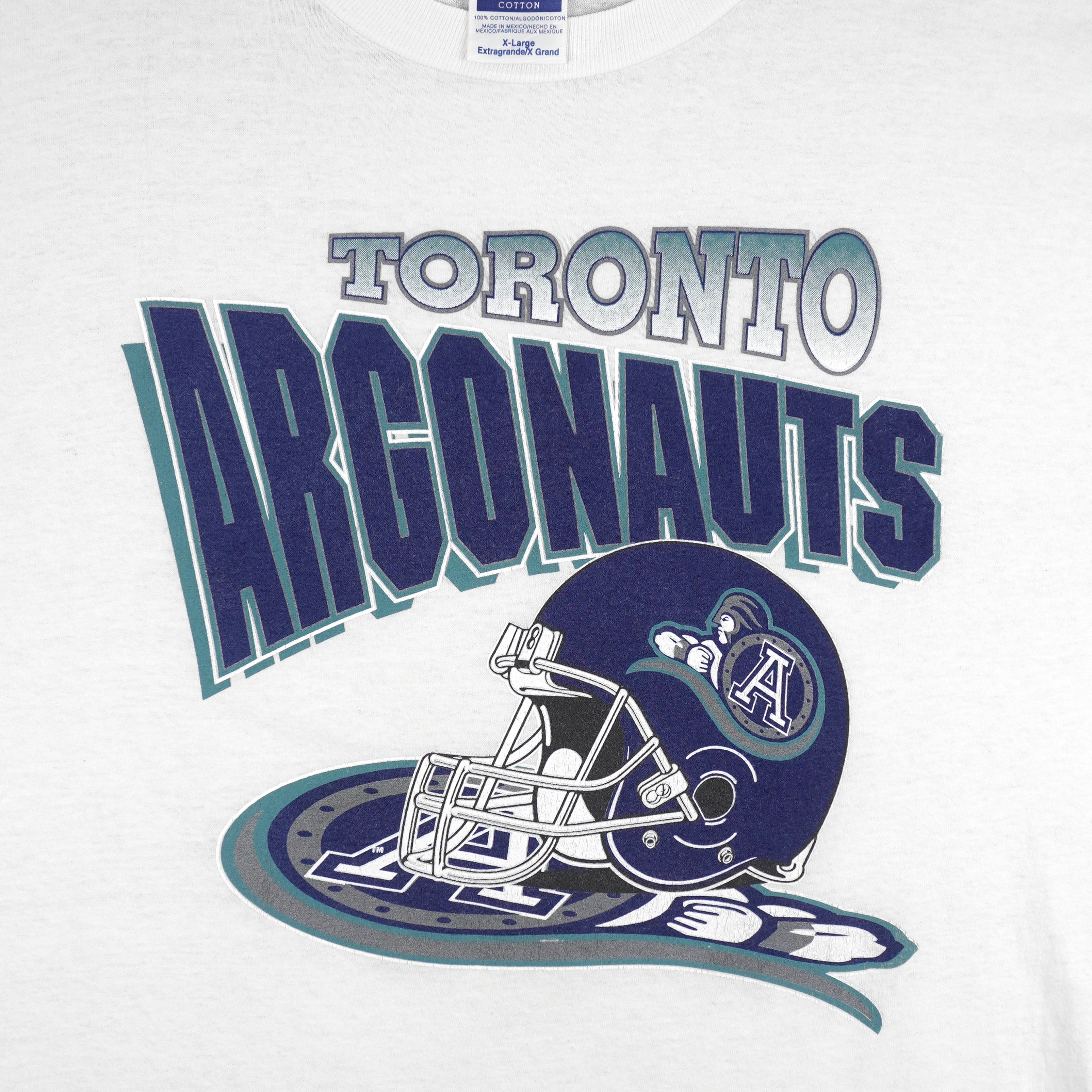 Vintage CFL (Tultex) - Toronto Argonauts Helmet T-Shirt 1990s X-Large in white