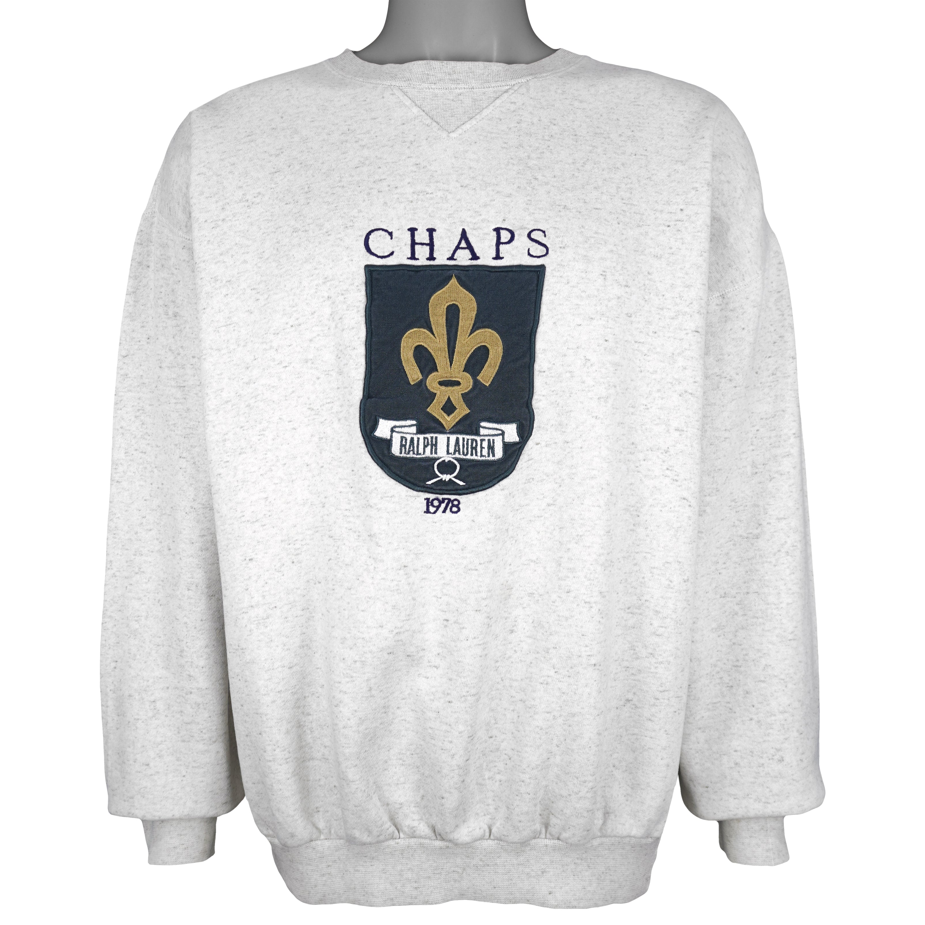 Ralph Lauren (Chaps) - Embroidered Crew Neck Sweatshirt 1990s X-Large Vintage Retro