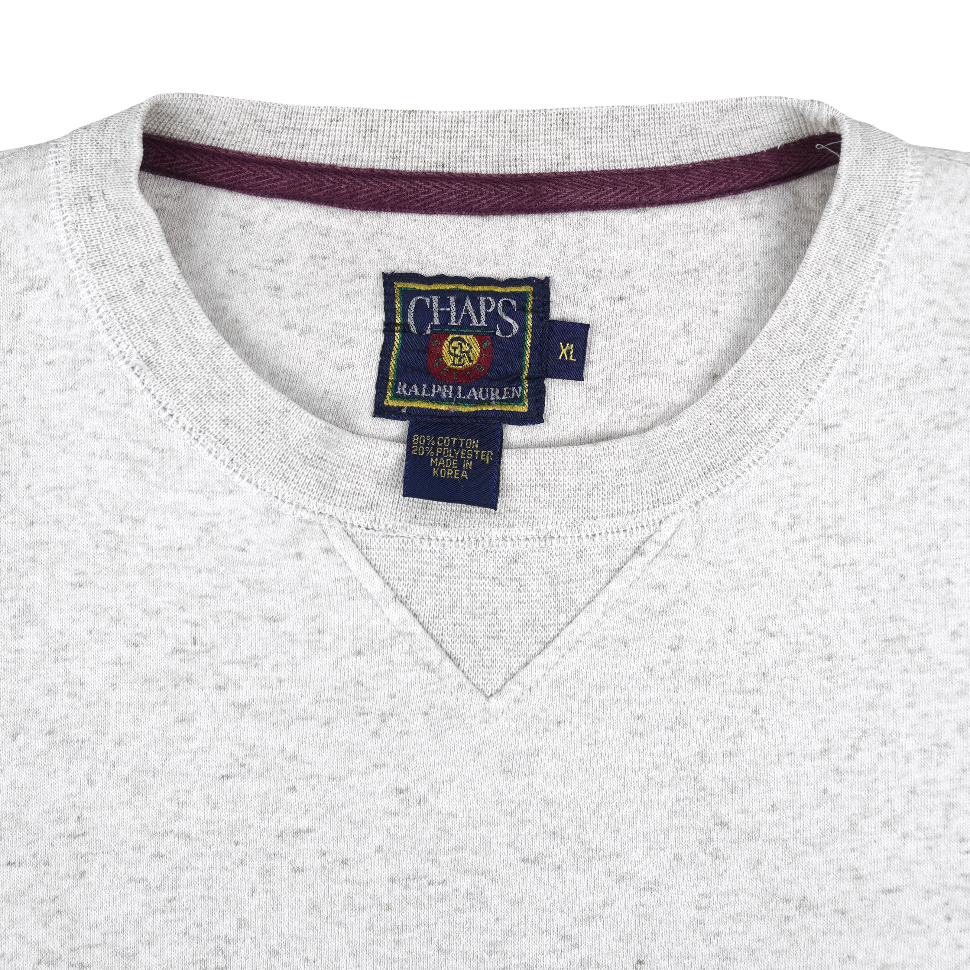 Ralph Lauren (Chaps) - Embroidered Crew Neck Sweatshirt 1990s X-Large Vintage Retro
