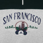 Vintage - Grey & Green San Francisco 1/4 Zip Sweatshirt 1990s X-Large Vintage Retro