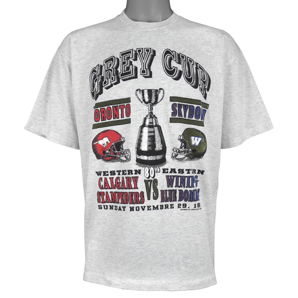 CFL - Calgary Stampeders VS Winnipeg Blue Bombers Grey Cup Champions T-Shirt 1992 X-Large Vintage Retro Football