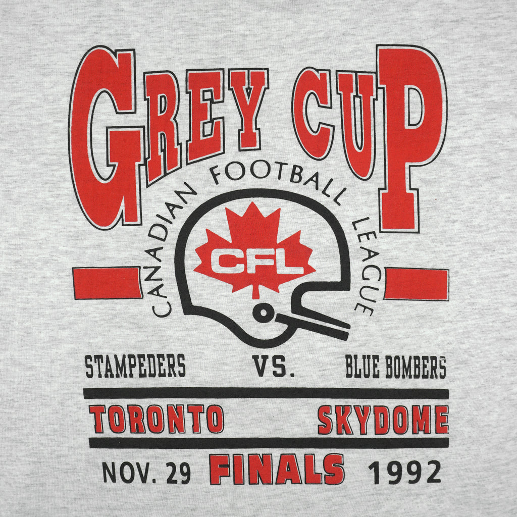 CFL - Calgary Stampeders VS Winnipeg Blue Bombers Grey Cup Champions T-Shirt 1992 X-Large Vintage Retro Football