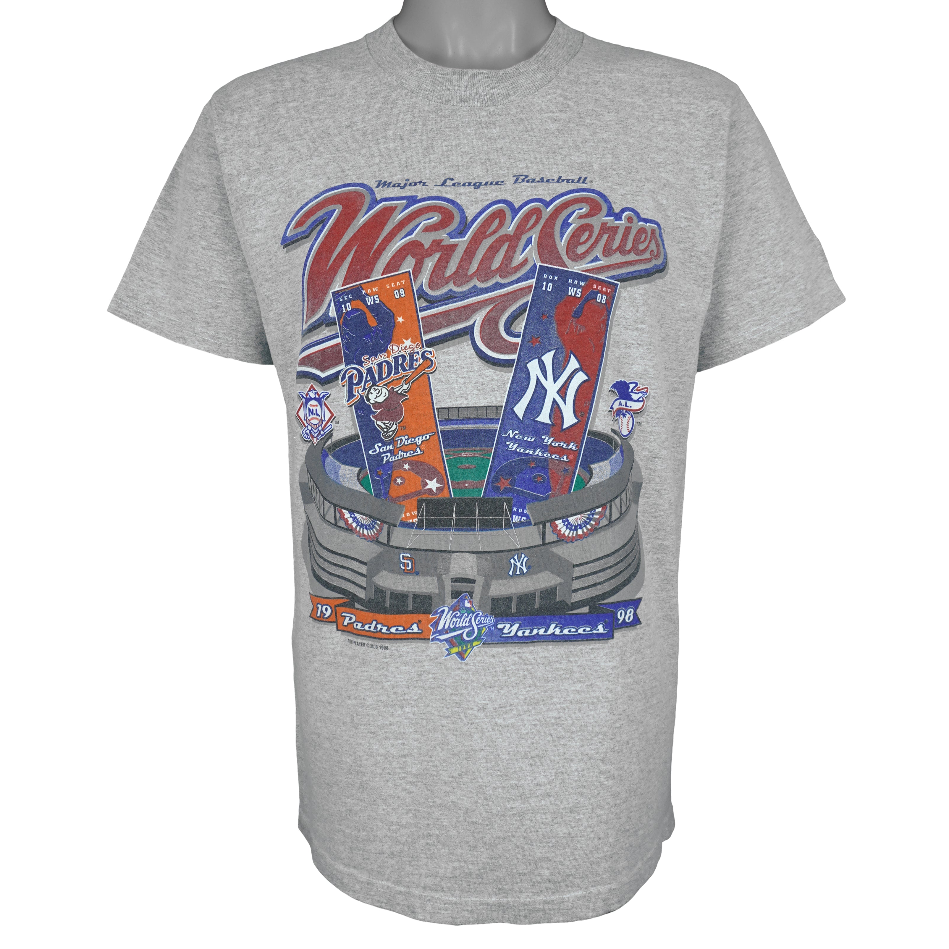 MLB (Pro Player) - World Series New York Yankees VS San Diego Padres T-Shirt 1998 Medium Vintage Retro Baseball