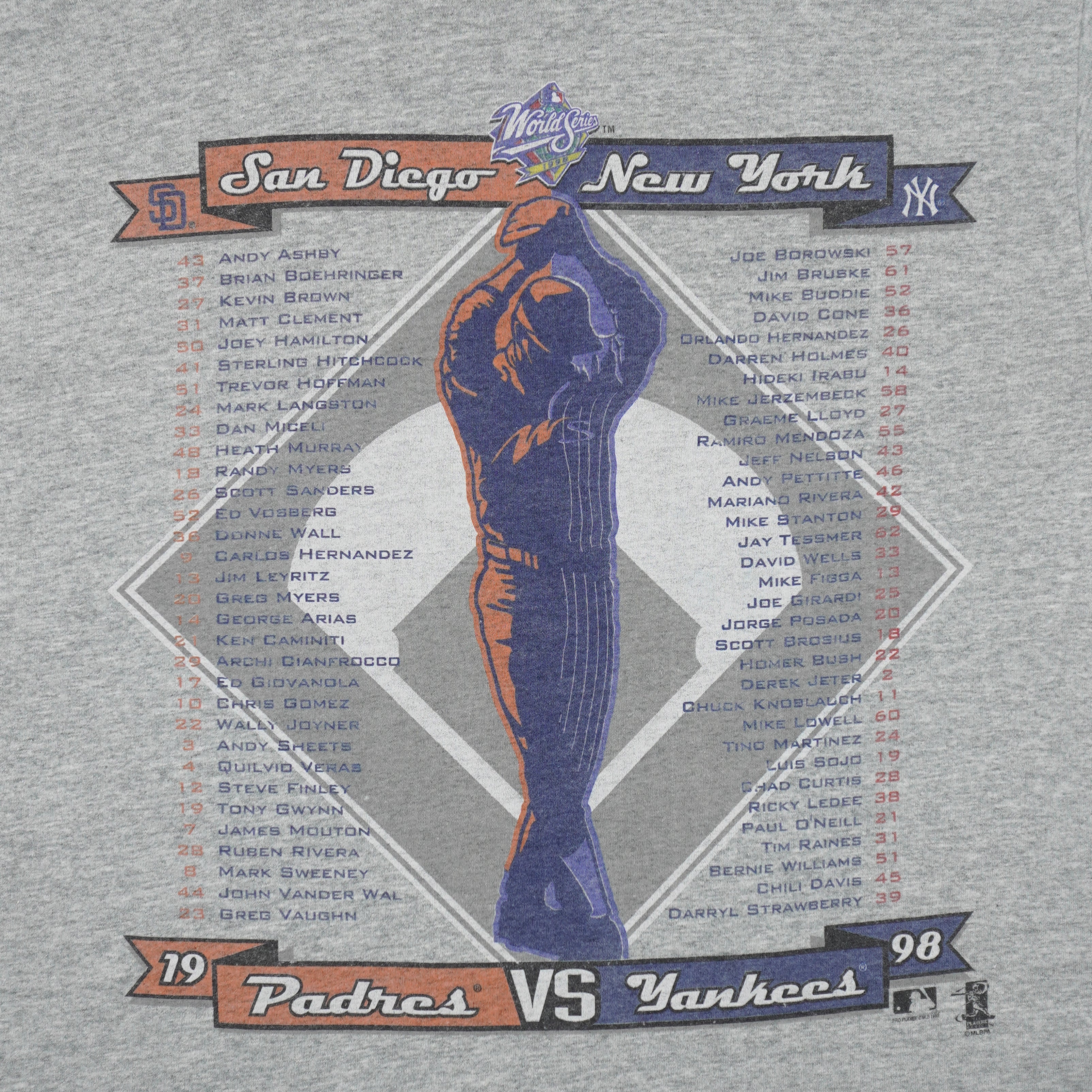 MLB (Pro Player) - World Series New York Yankees VS San Diego Padres T-Shirt 1998 Medium Vintage Retro Baseball